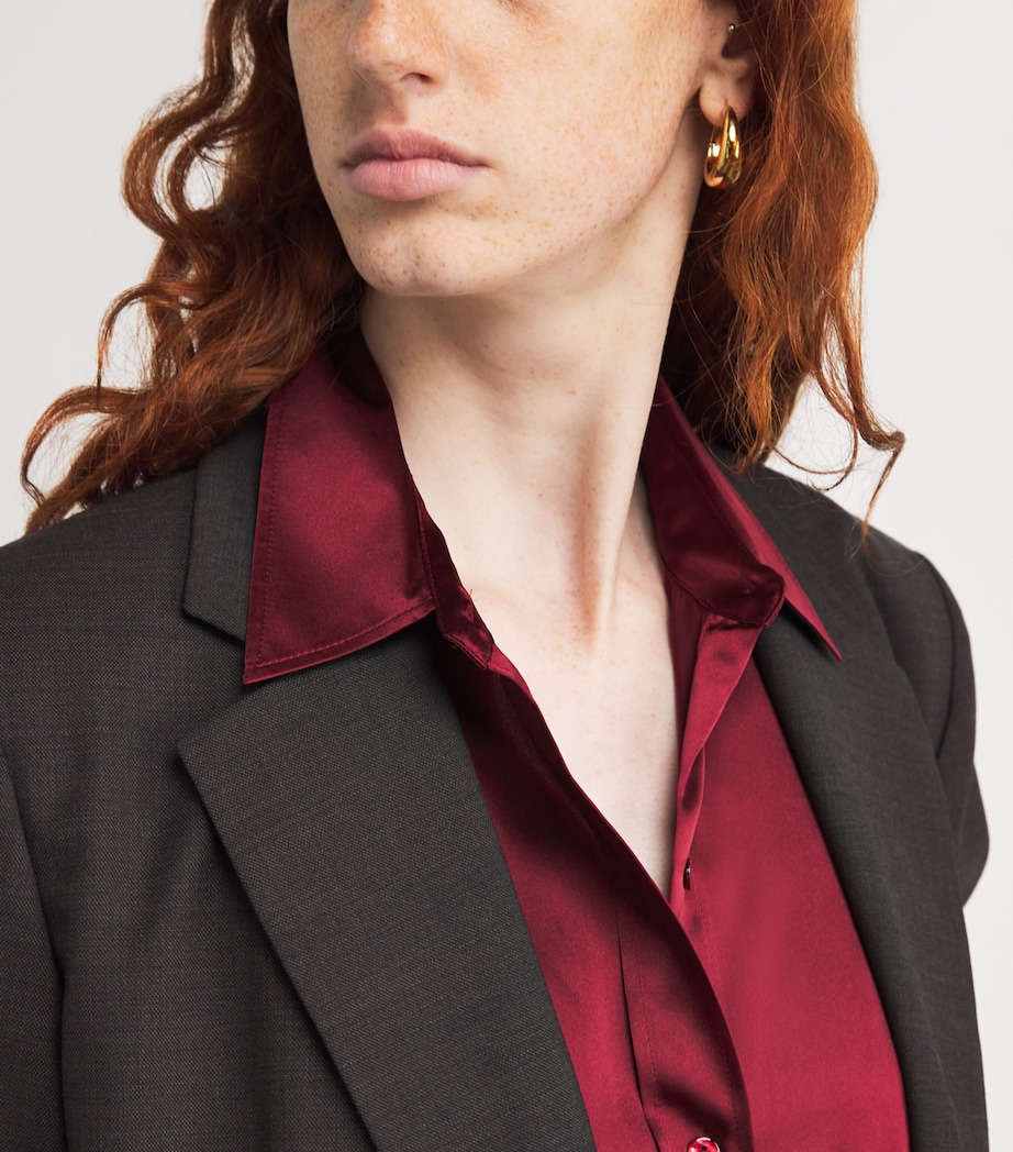 Silk Cropped-Sleeve Dani Blouse BLACK CHERRY Image 6