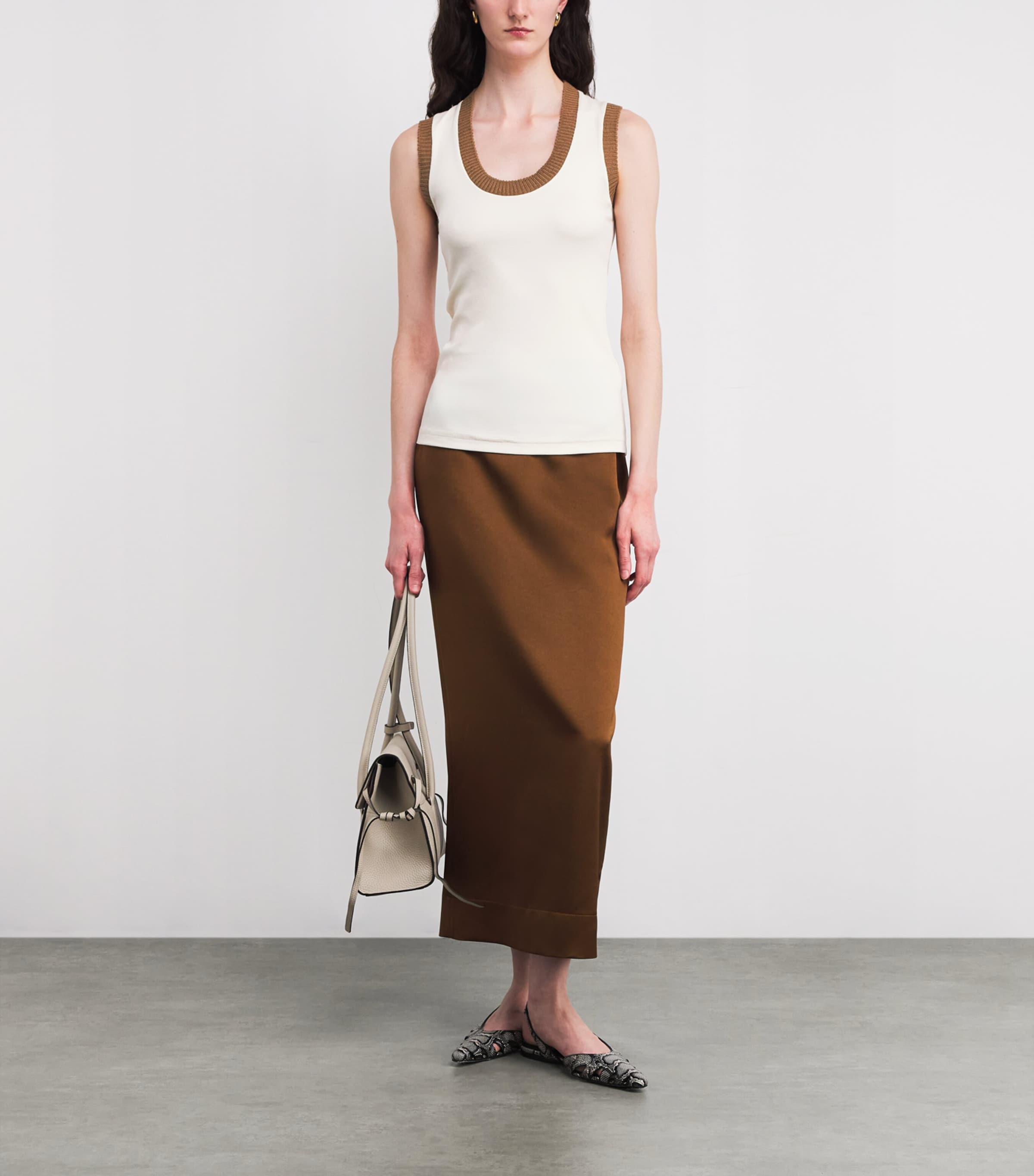 Stretch-Cotton Ribbed Tank Top VR2 BURRO/VIMINI Image 2