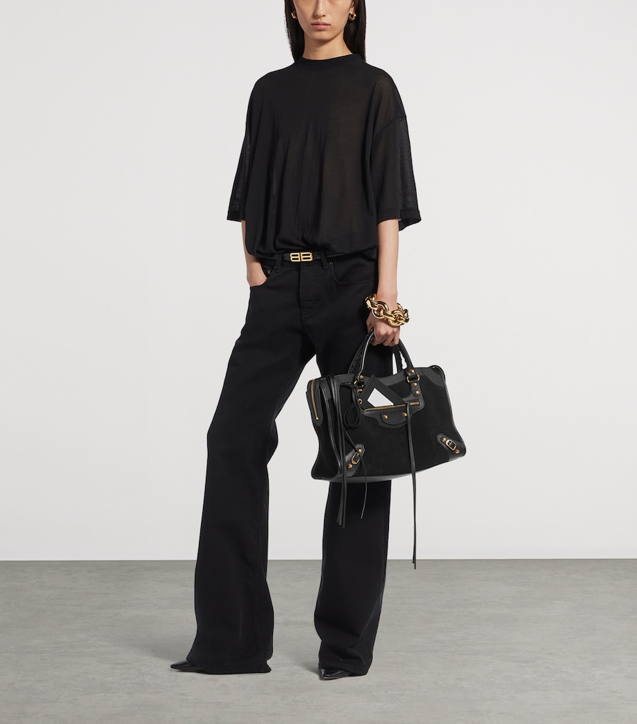 Balenciaga Medium Suede Le City Top-Handle Bag Image 4