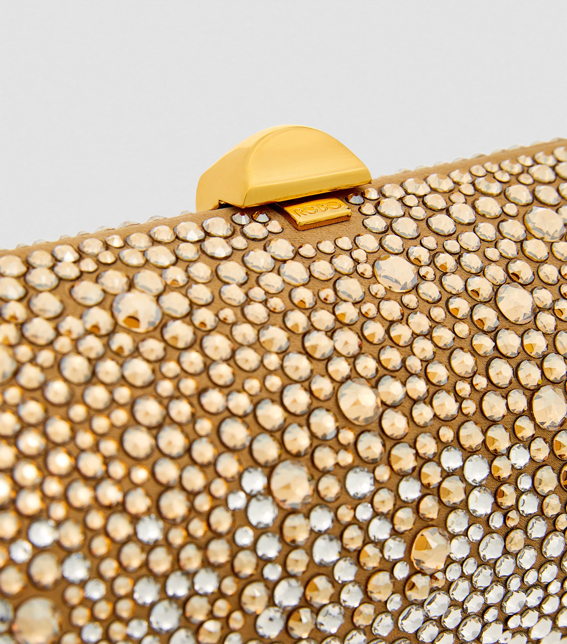 Rodo Gold Silk Satin Crystal-Embellished Clutch Bag | Harrods US