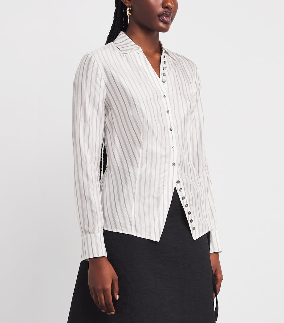 Cinched Stripe Shirt WHITE GRAY BLACK 105 Image 3