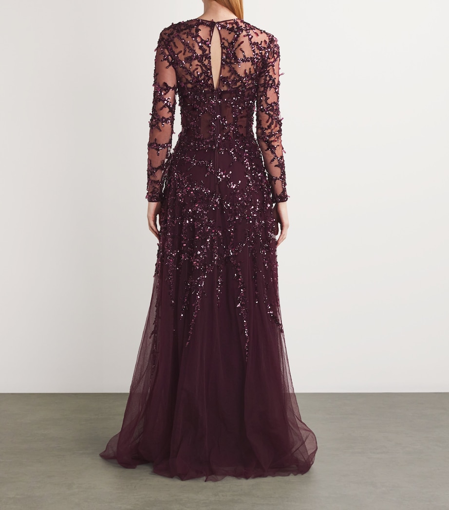 Zuhair Murad Womens Crystal Thorn-Embellished Gown Potent Purple Image 3