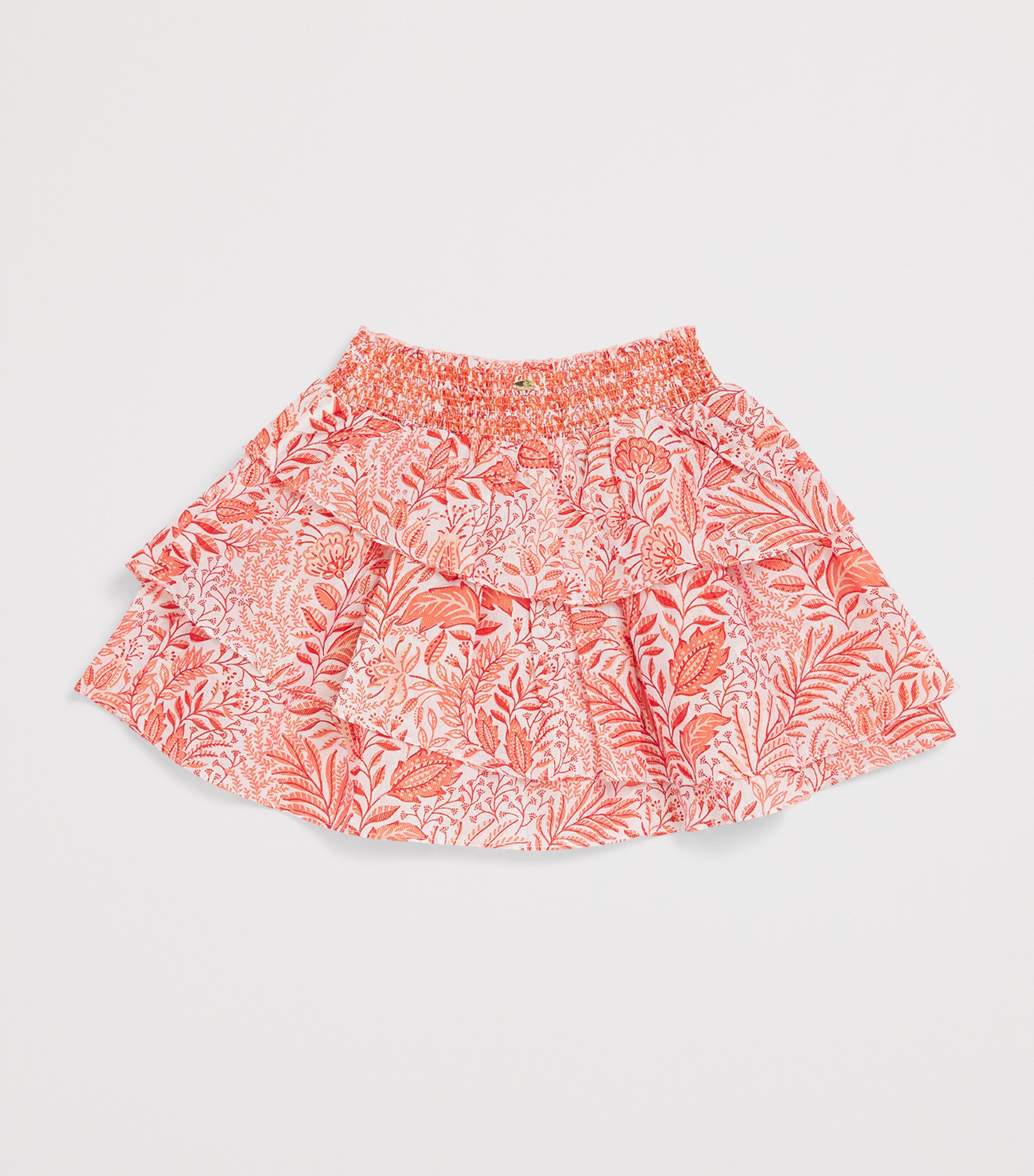 Poupette St Barth Kids Cotton-Blend Ruffle Lila Skirt (4-12 Years) Orange Palmarosa Image 2