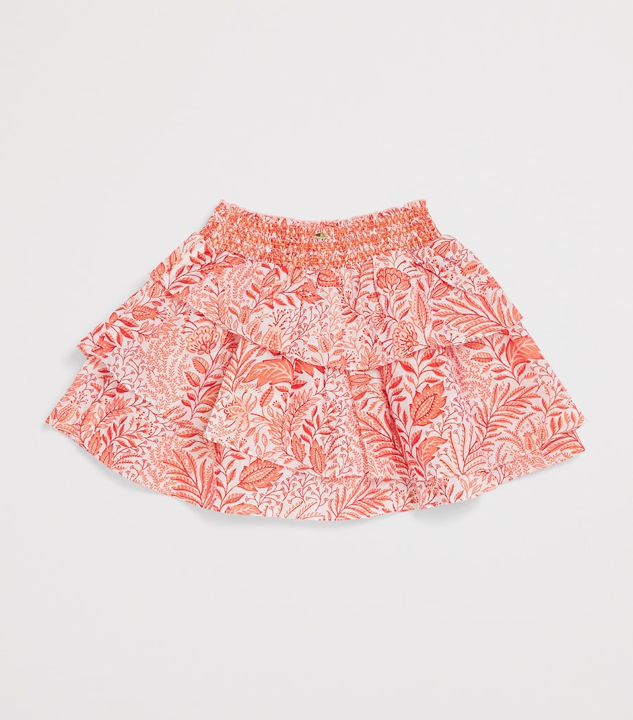 Poupette St Barth Kids Cotton-Blend Ruffle Lila Skirt (4-12 Years) Orange Palmarosa Image 2
