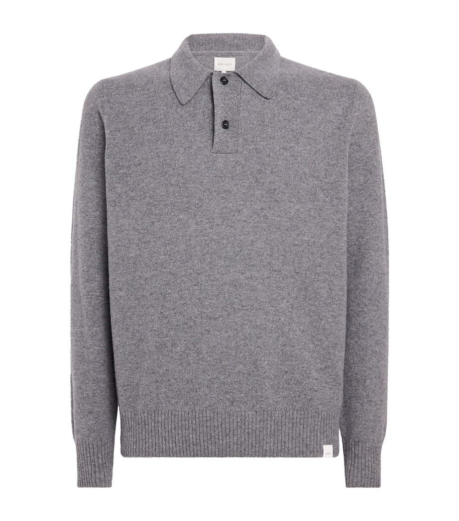 Merino Lambswool Polo Sweater GREY MELANGE Image 1