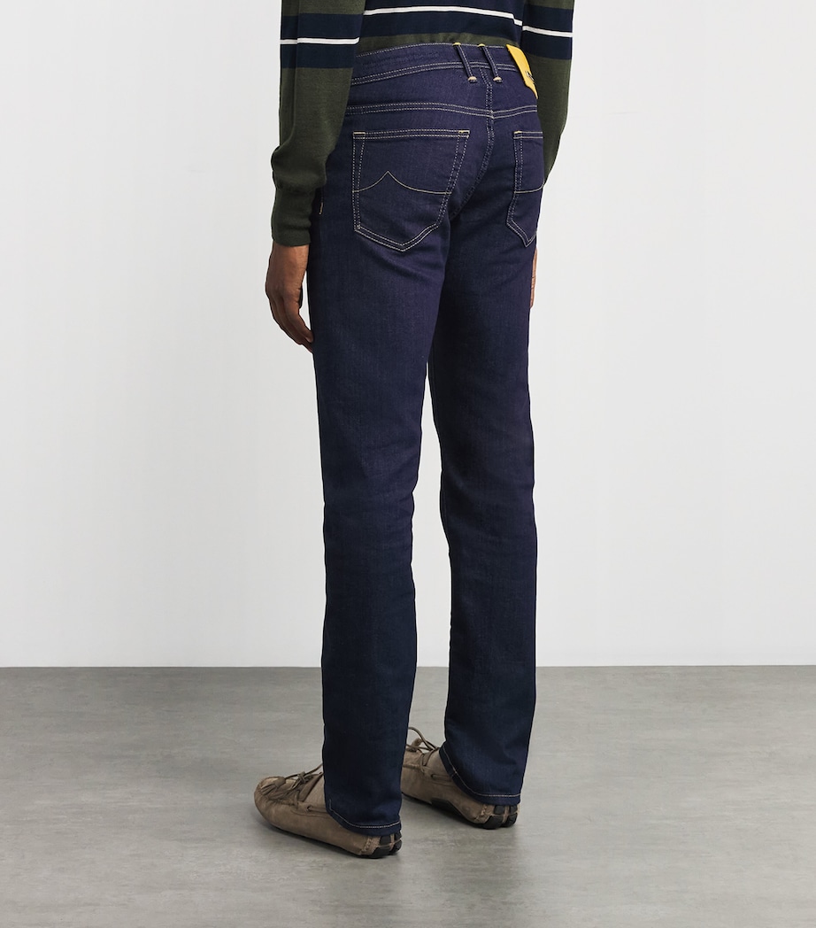 Ostrich Leather-Patch Slim Bard Jeans 100D Image 4
