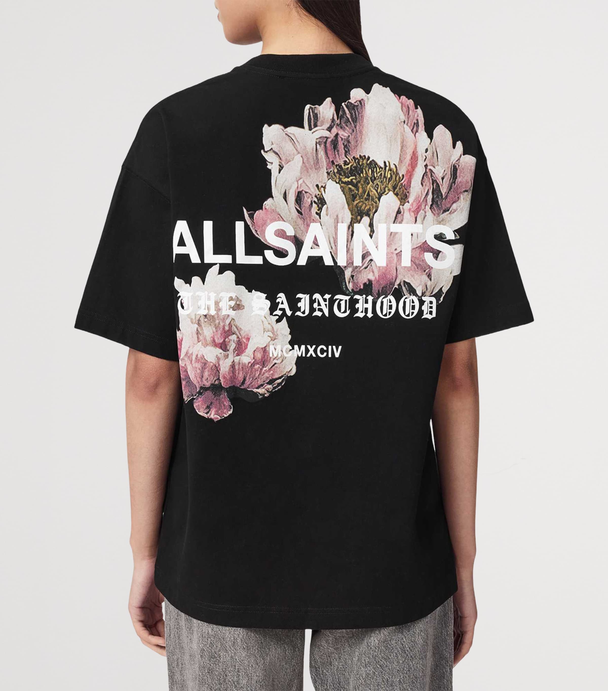 AllSaints Womens Flower Print Eliana Etta T-Shirt Black Image 4