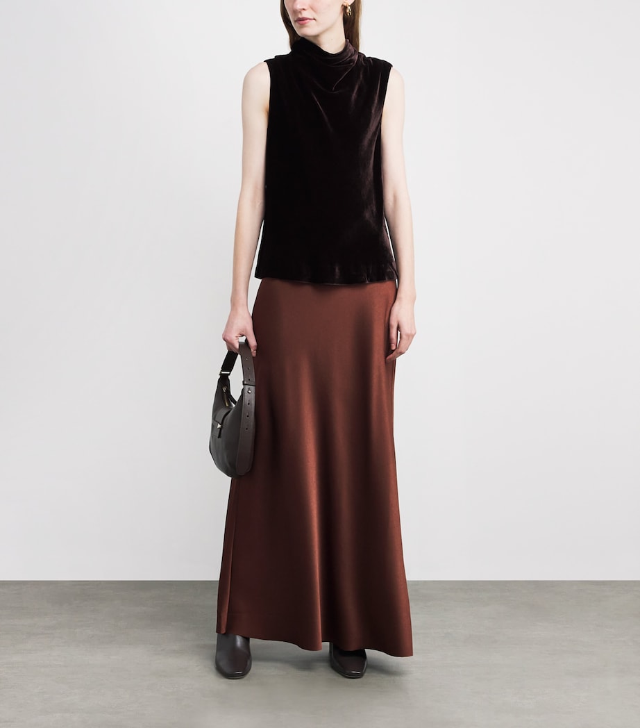 Velvet Cowl-Neck Top DOUBLE ESPRESSO Image 2