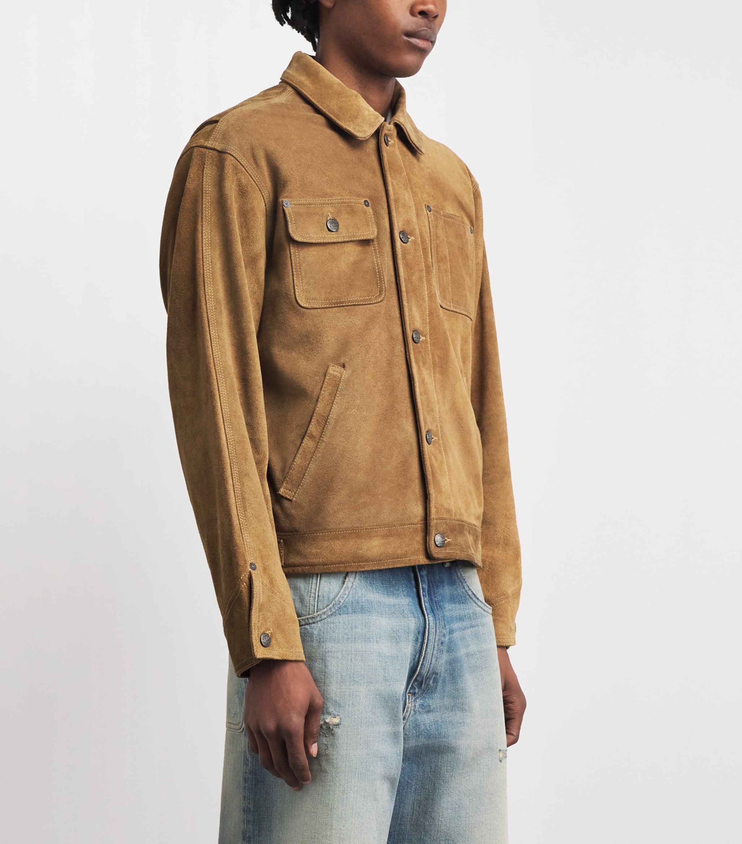 Polo Ralph Lauren Mens Suede Field Jacket Beige Khaki Image 4