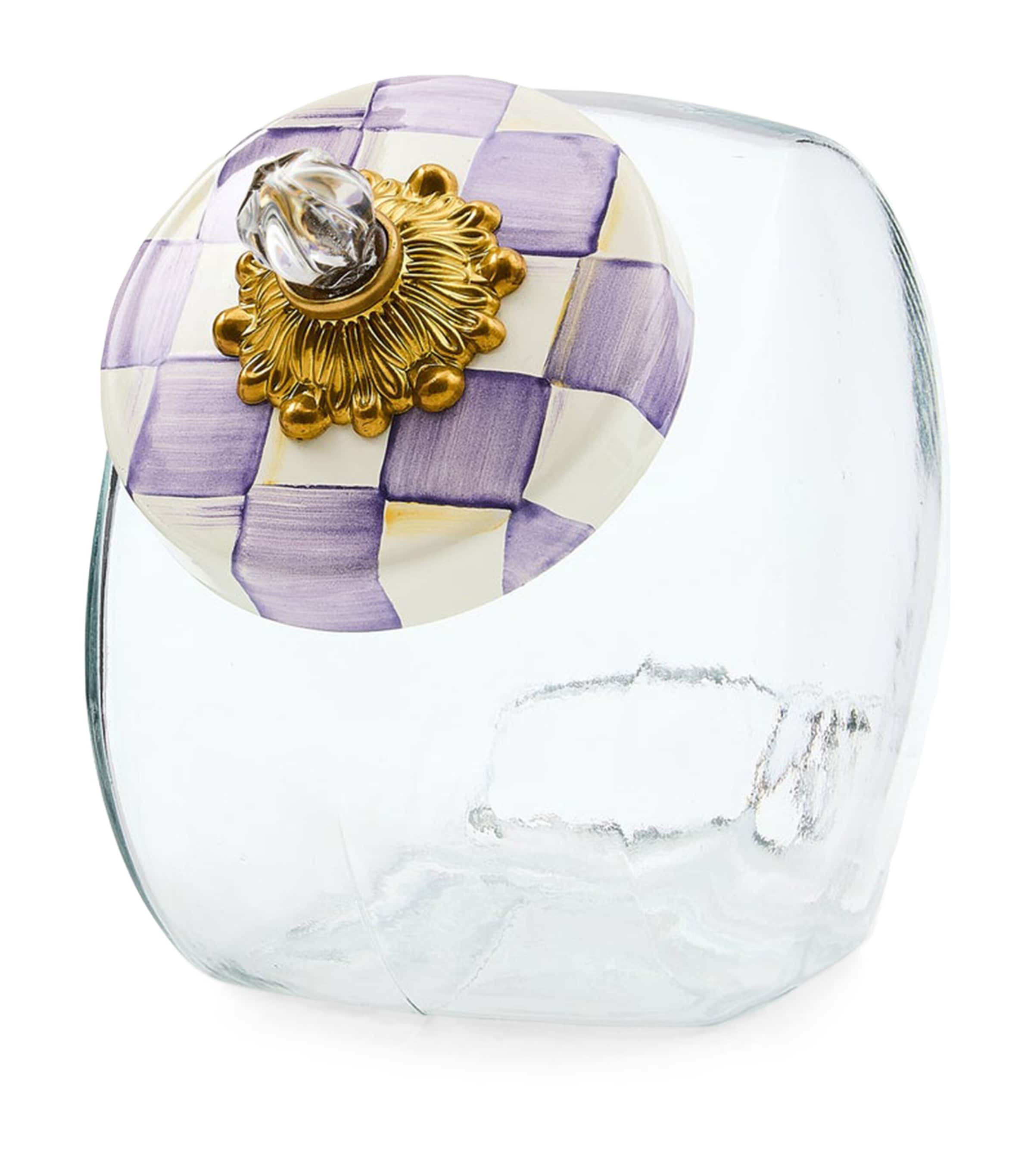 MacKenzie-Childs Glass Violet Check Cookie Jar Violet Image 1