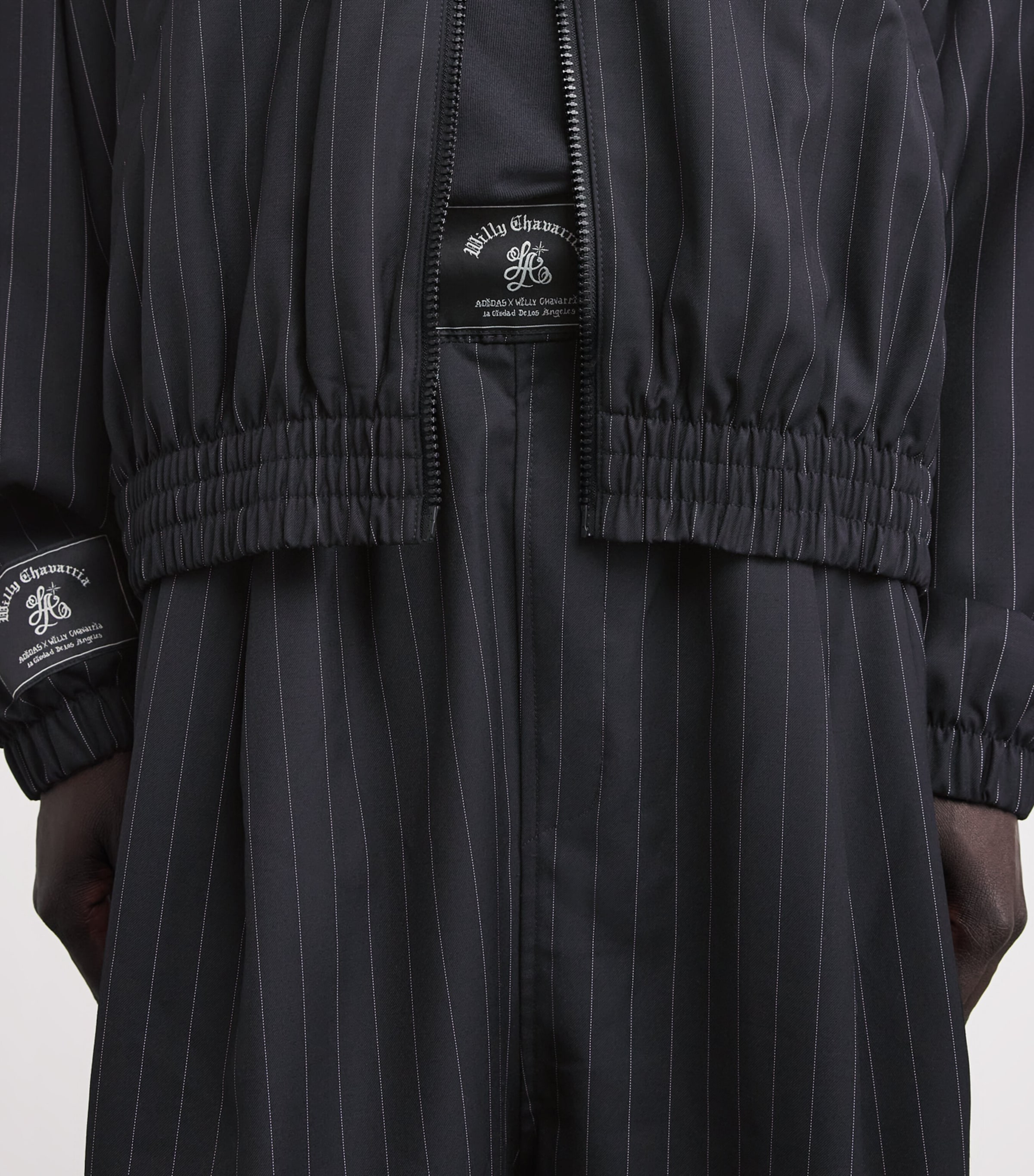 Willy Chavarria Mens x adidas Originals Pinstripe Shorts Black/white Image 3