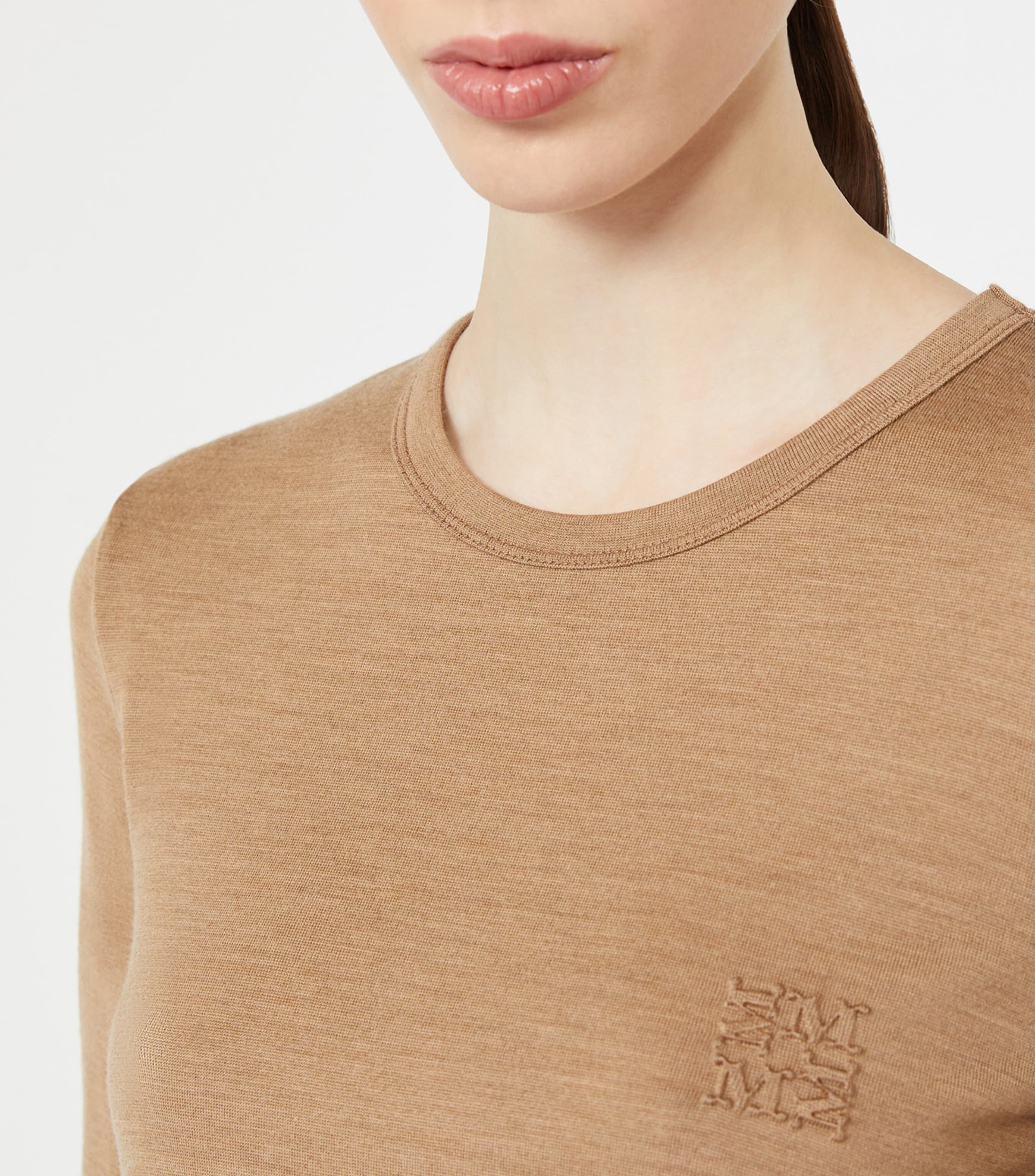 Max Mara Womens Stretch-Virgin Wool Sweater Camel Image 5