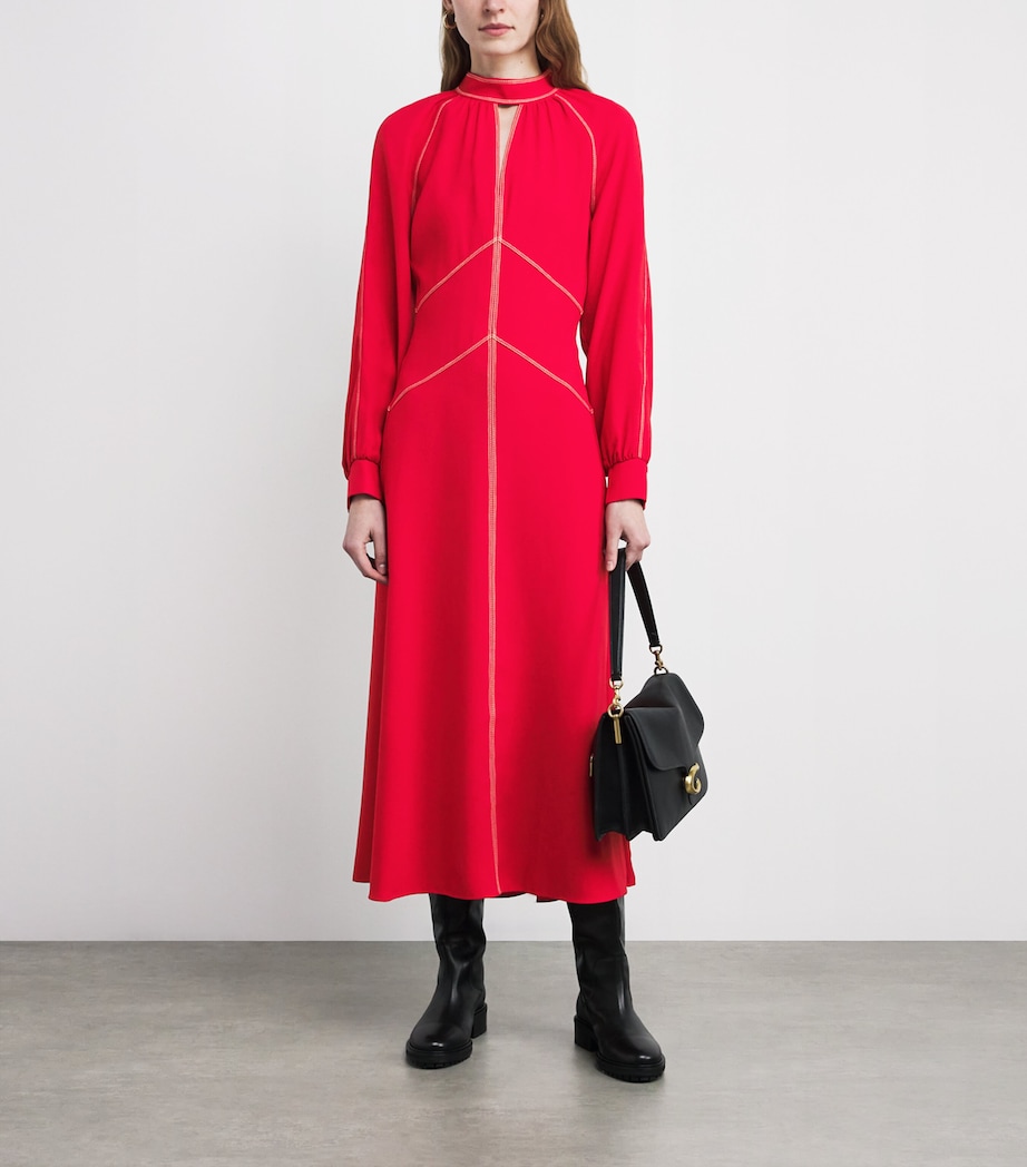 Contrast-Stitch Panelled Maxi Dress TRUE SCARLET RED Image 2
