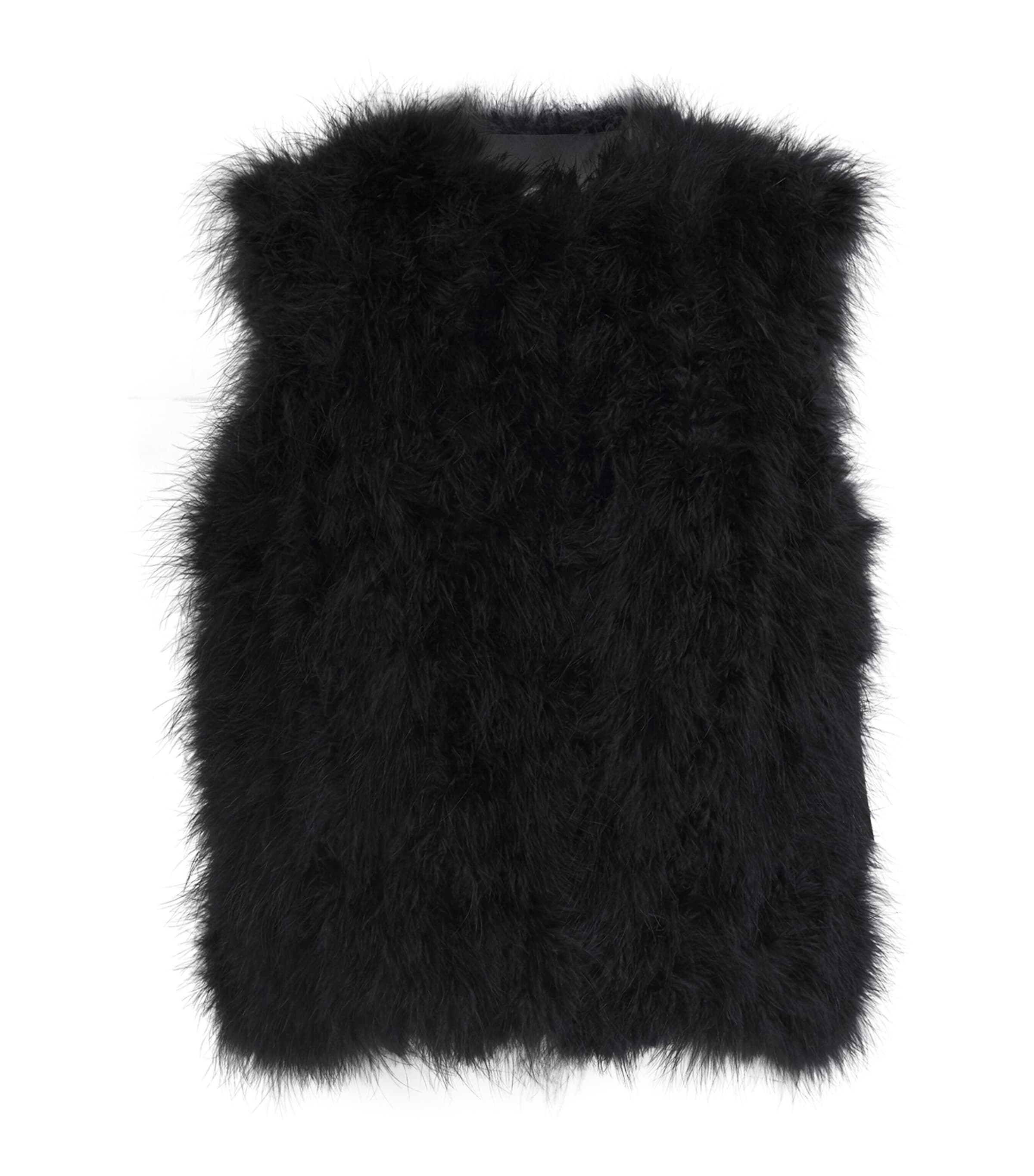 Yves Salomon Sleeveless Feather Silk Coat In Black