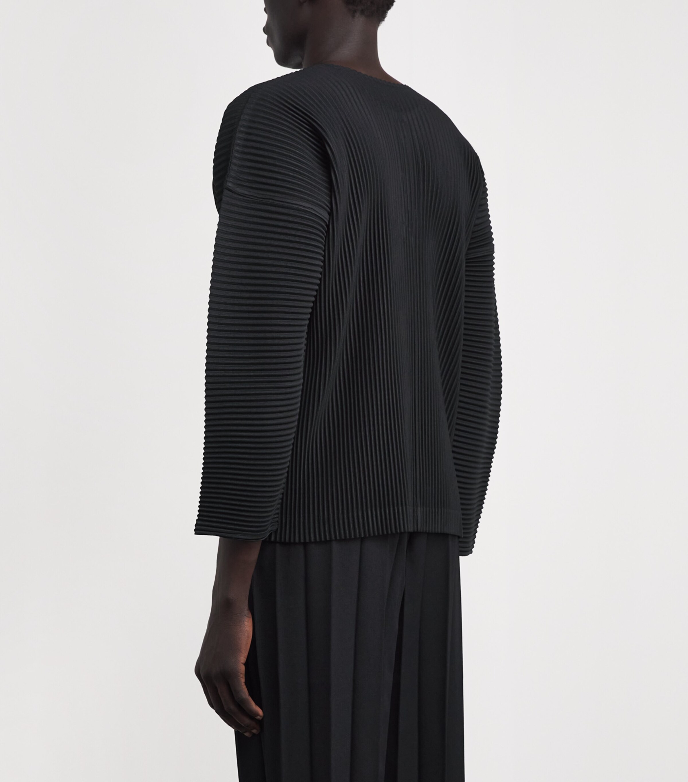 Homme Plissé Issey Miyake Mens Pleated Henley Shirt Black Image 5