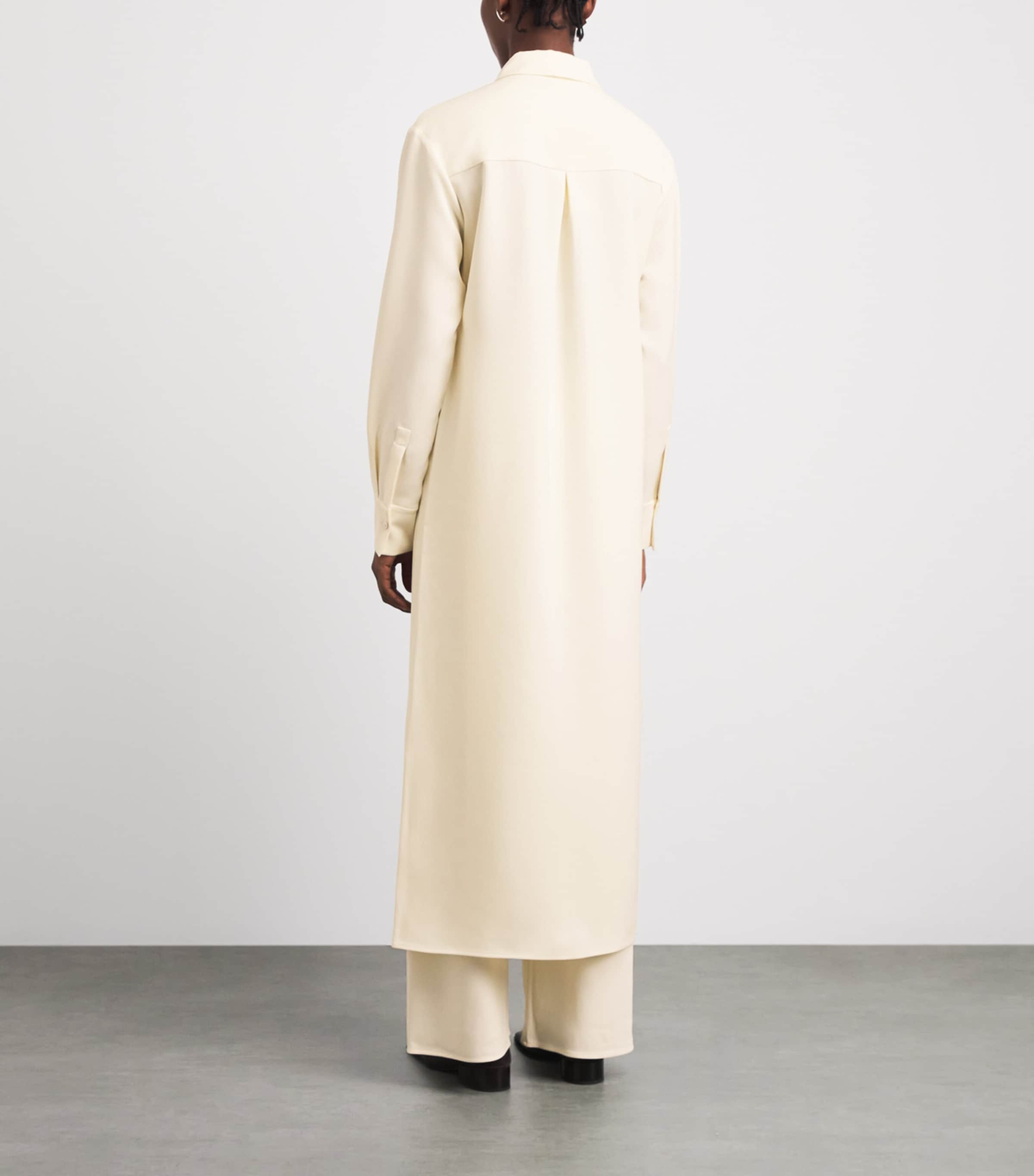 Almada Label Womens Crepe Nile Shirt Dress Cream Image 4