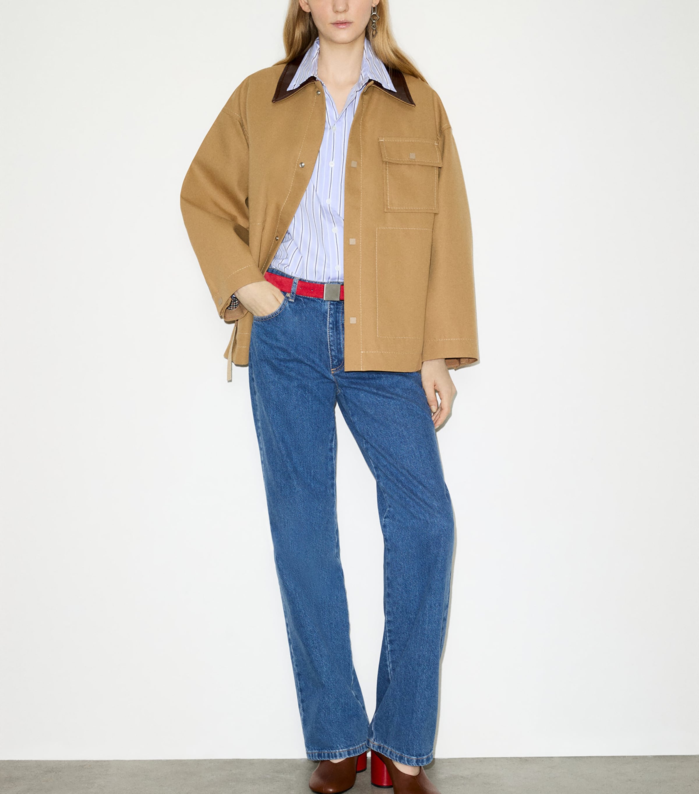 MAX&Co. Womens Cotton Stripe Shirt Navy Image 2