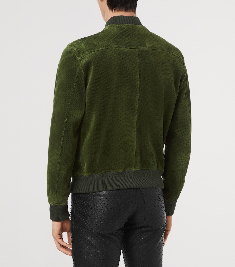 Leather Perforated Bomber Jacket GDD Image 3