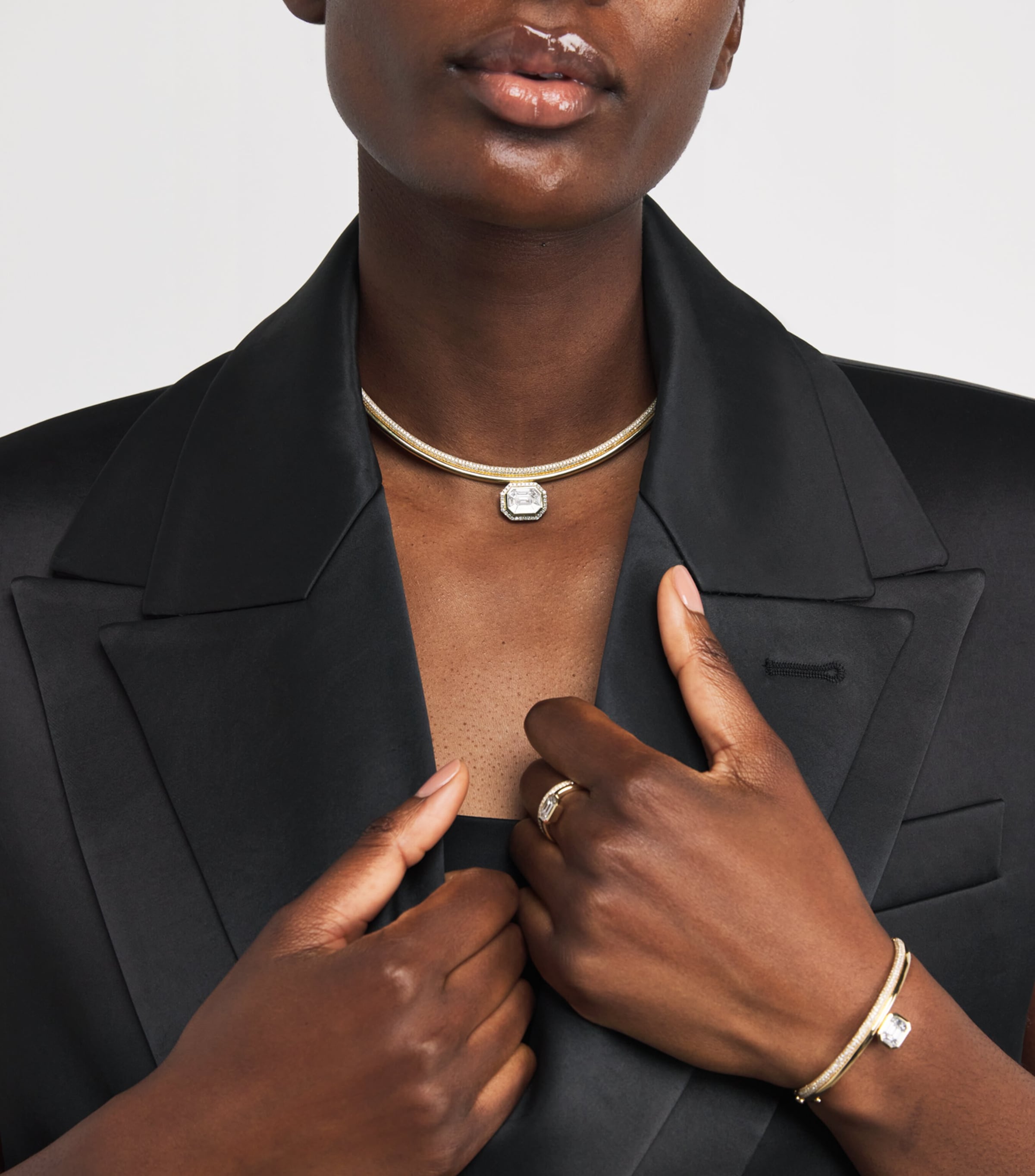 Yellow Gold and Diamond Floating Bezel Necklace YELLOW GOLD Image 2