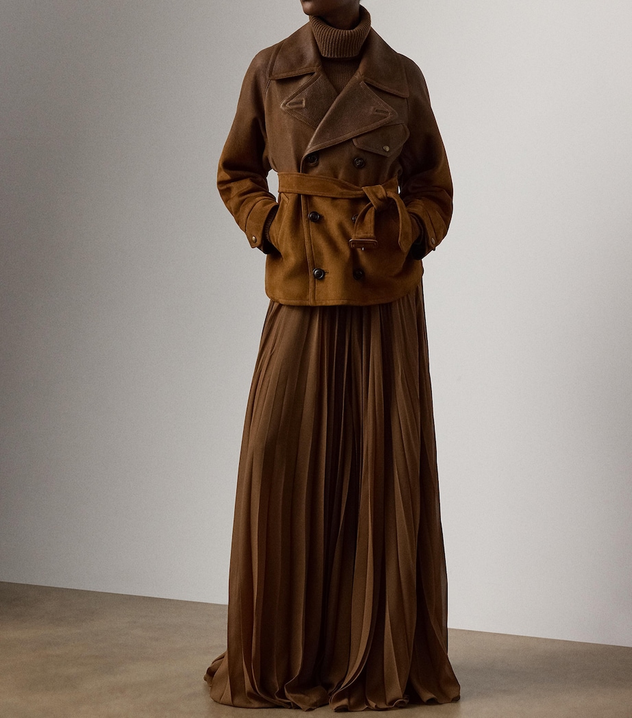 Chiffon Pleated Marsha Maxi Skirt COGNAC Image 5
