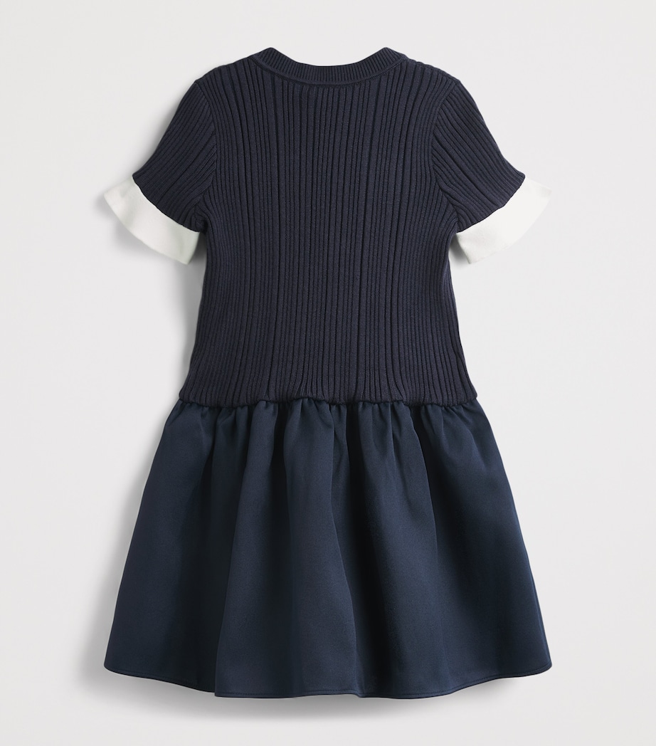 Self-Portrait Kids Rib-Knit Dress (3-12 Years) Navy Image 2