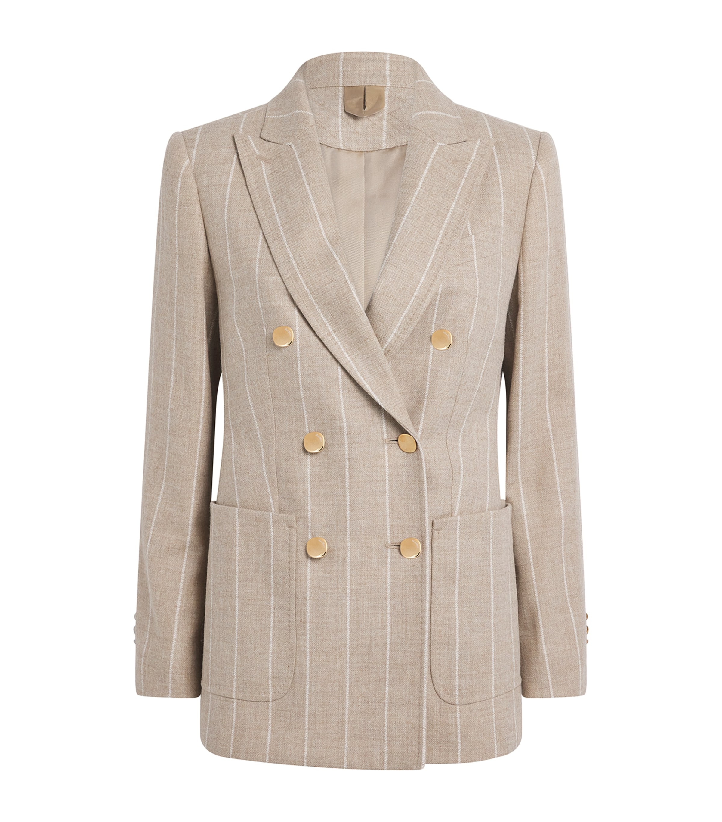 Max Mara Wool-blend Stripe Blazer In Gold