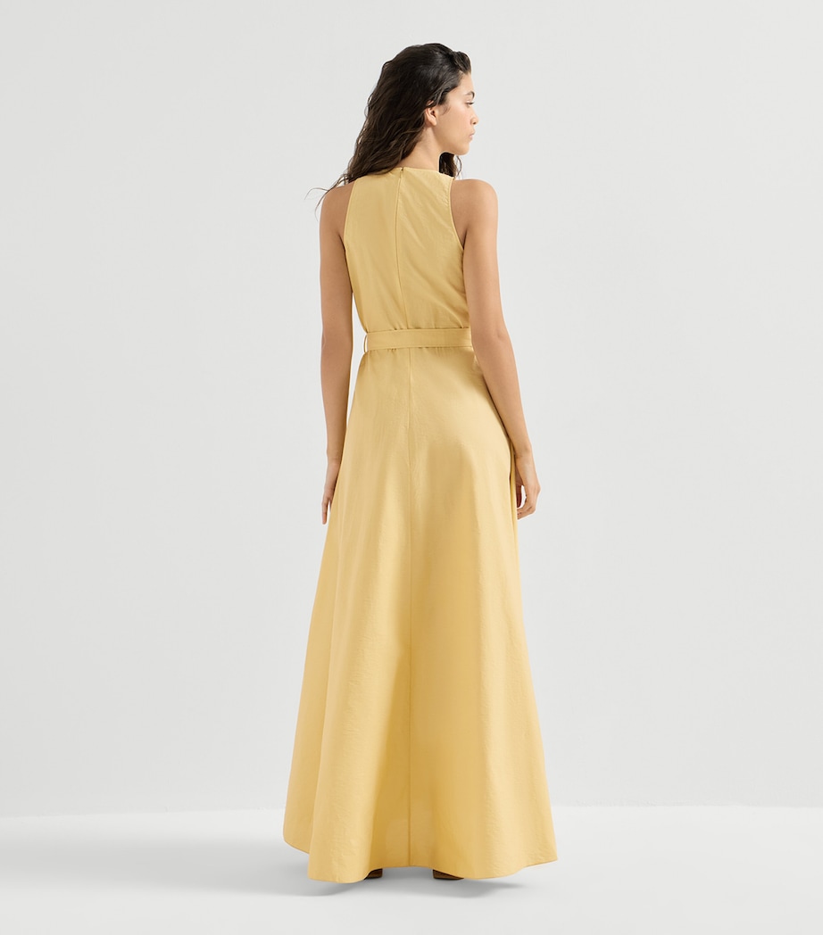 Brunello Cucinelli Womens Techno-Cotton Poplin Belted Maxi Dress Zabaione Image 5