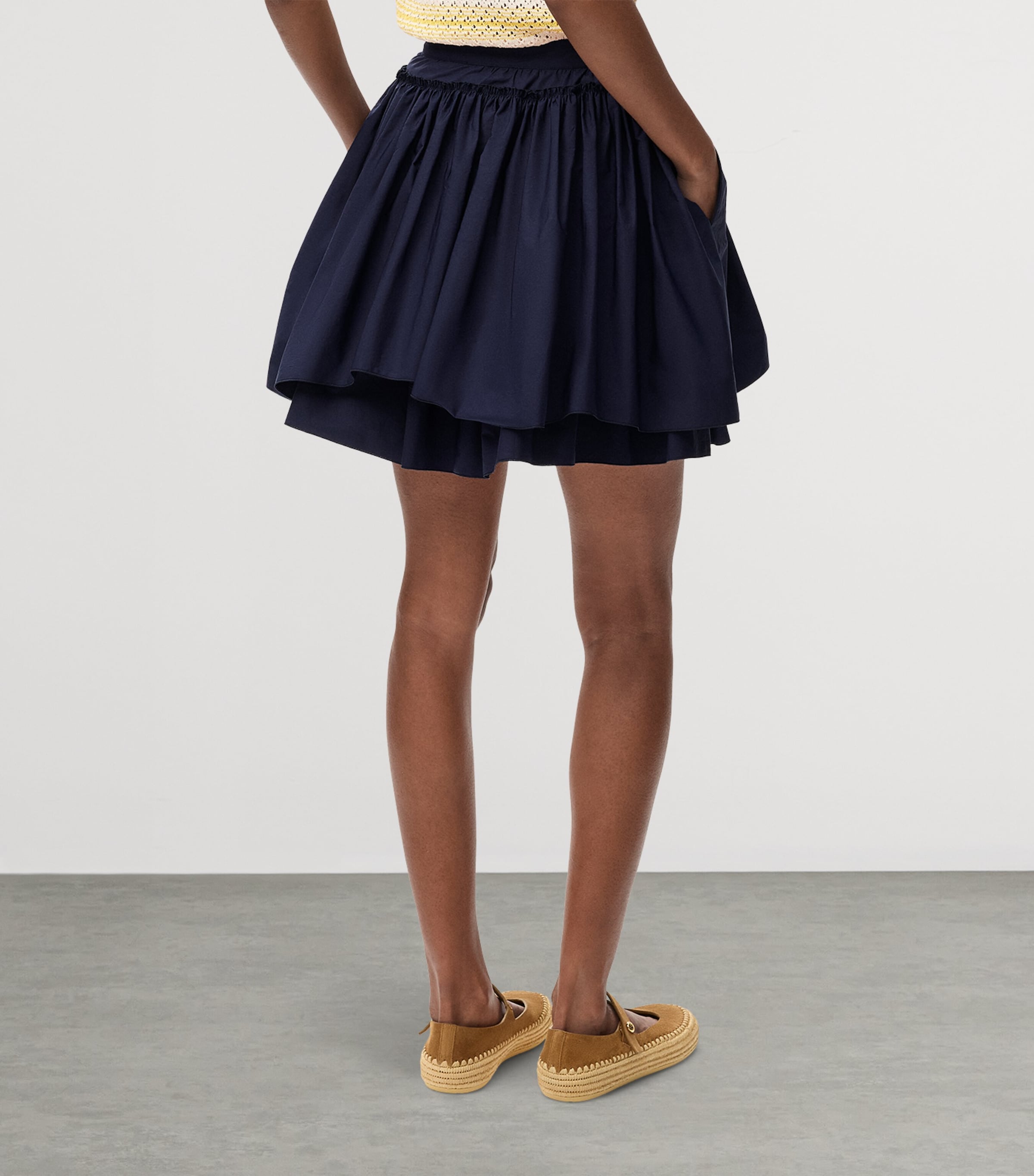 LOEWE Womens x Paula's Ibiza Cotton Drawstring Mini Skirt Navy Blue Image 4