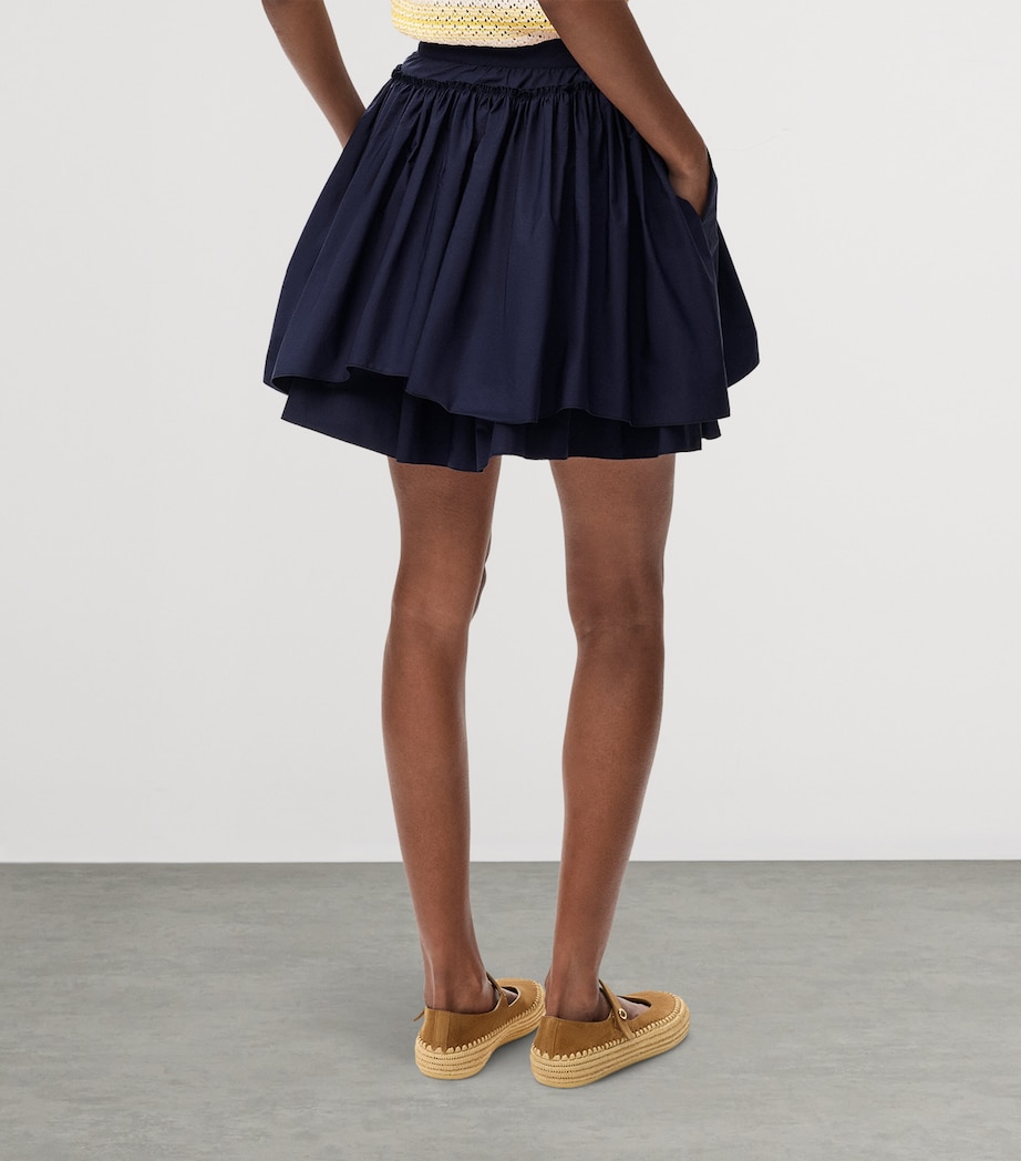 LOEWE Womens x Paula's Ibiza Cotton Drawstring Mini Skirt Navy Blue Image 4