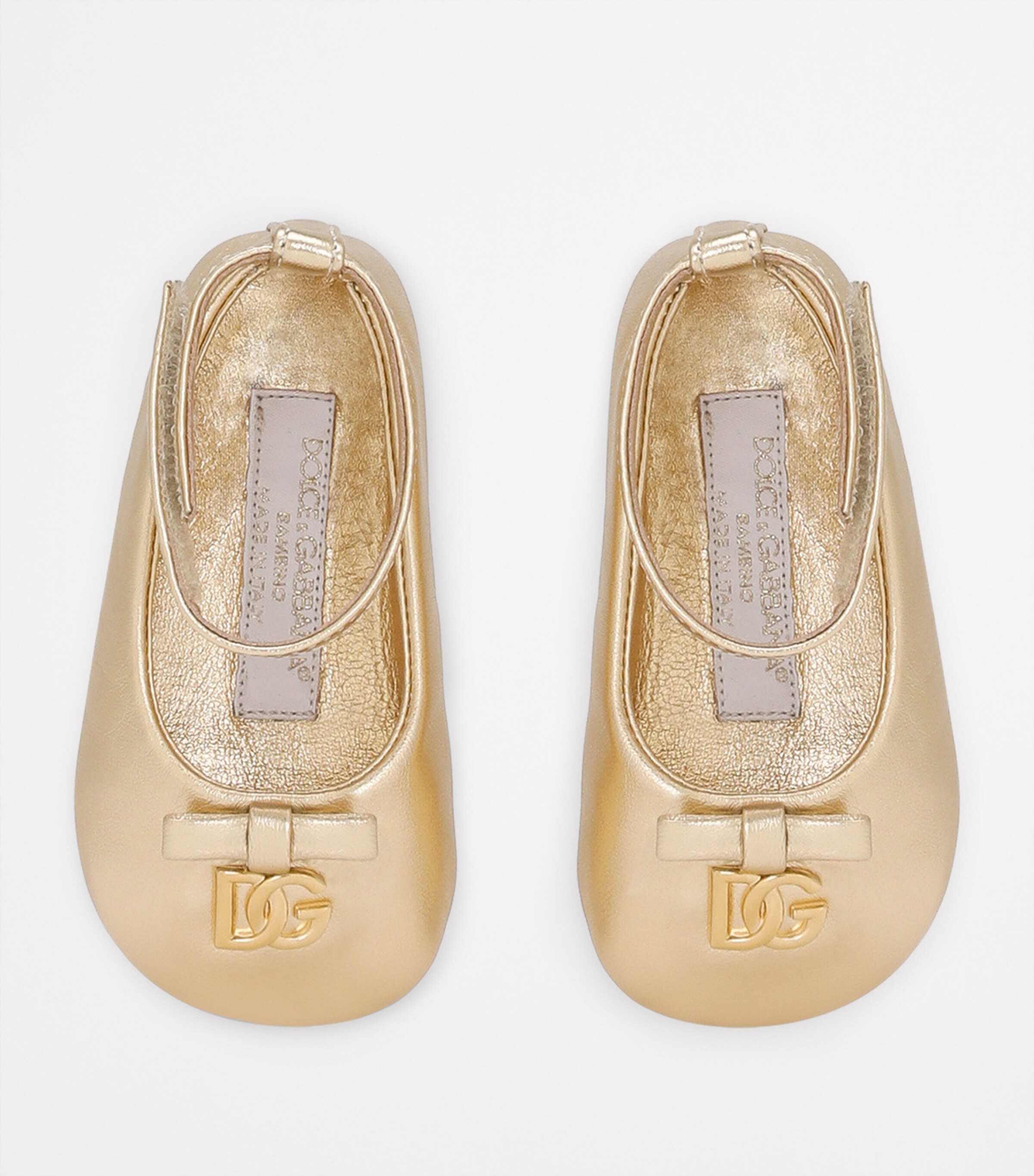 Dolce&Gabbana Kids Metallic Leather Ballet Flats Gold Image 3