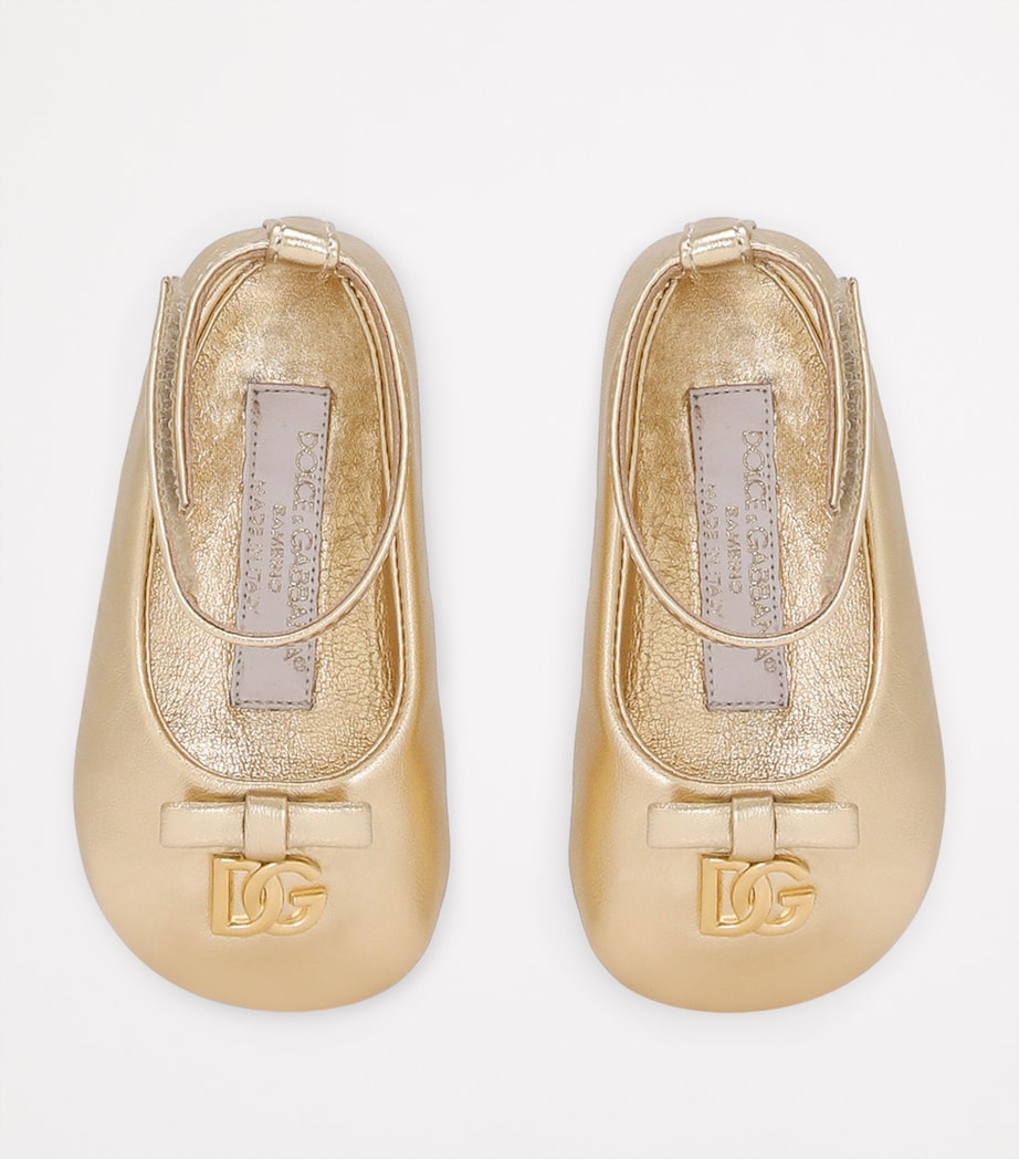 Dolce&Gabbana Kids Metallic Leather Ballet Flats Gold Image 3