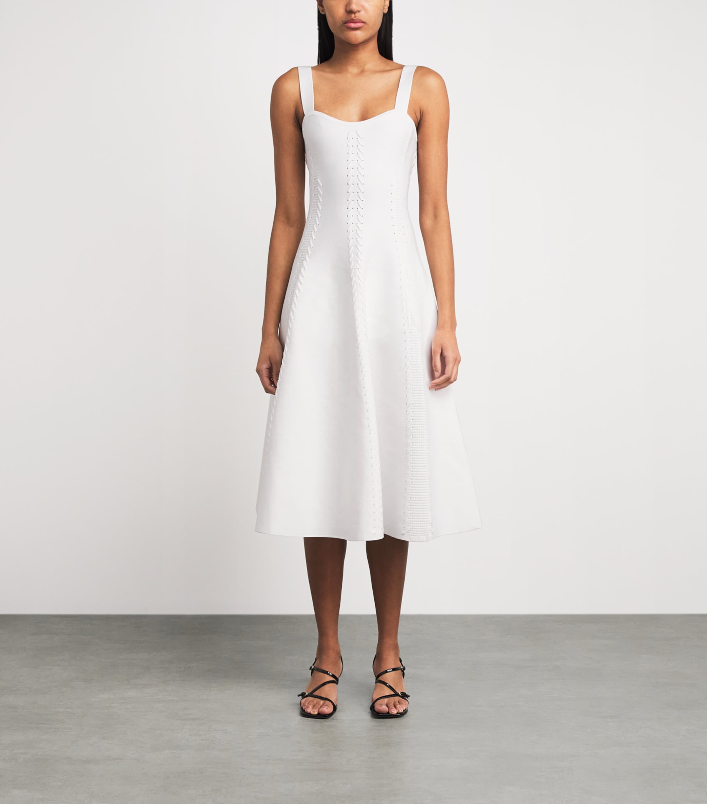 Maje Womens Knit Midi Dress White Image 4