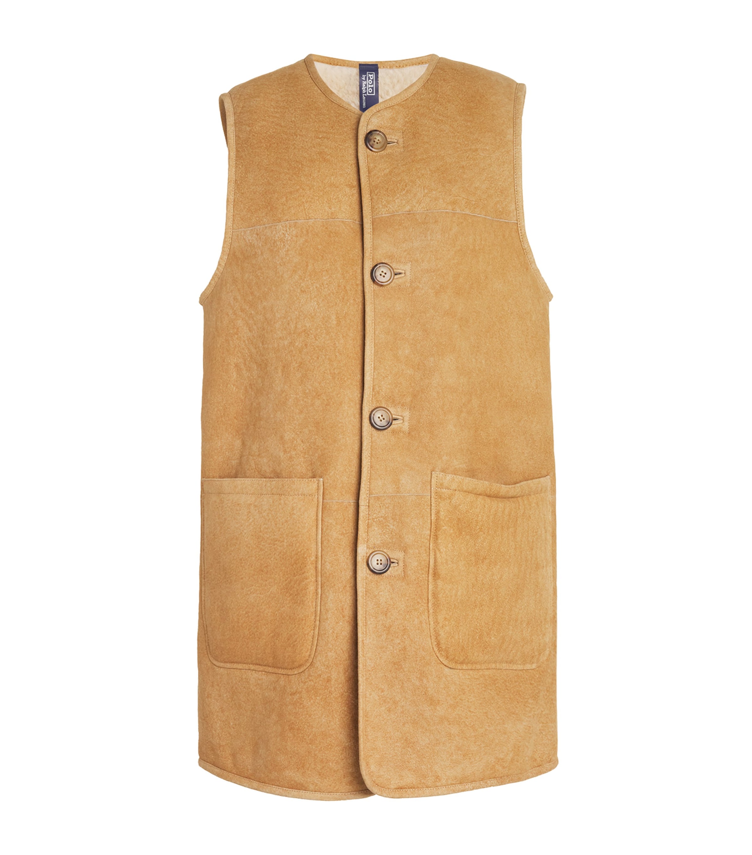 Polo Ralph Lauren Shearling Gilet In Yellow