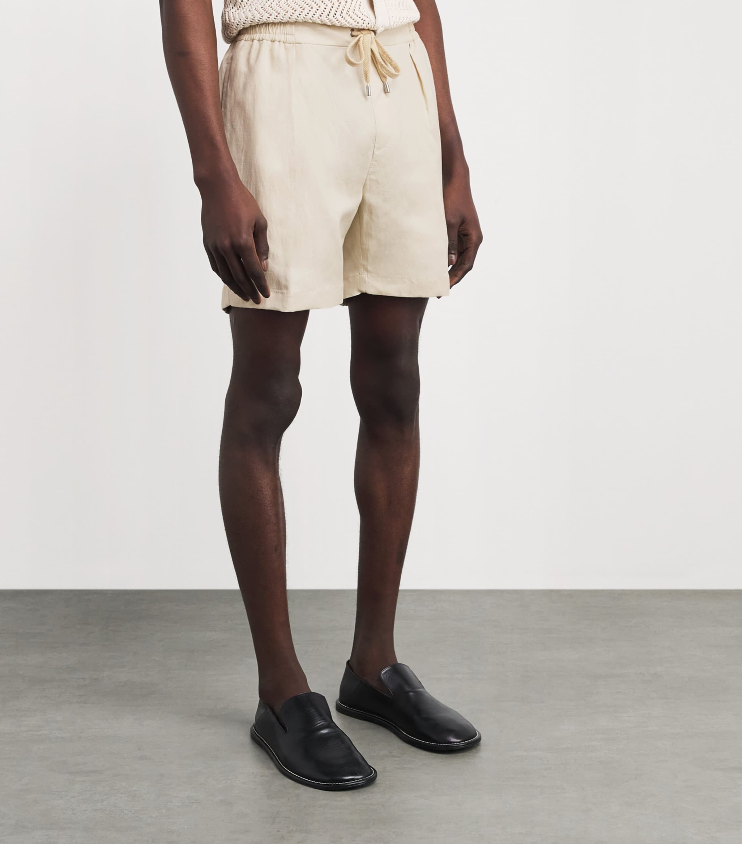 Ralph Lauren Purple Label Mens Silk-Linen Chino Shorts Limestone Image 4
