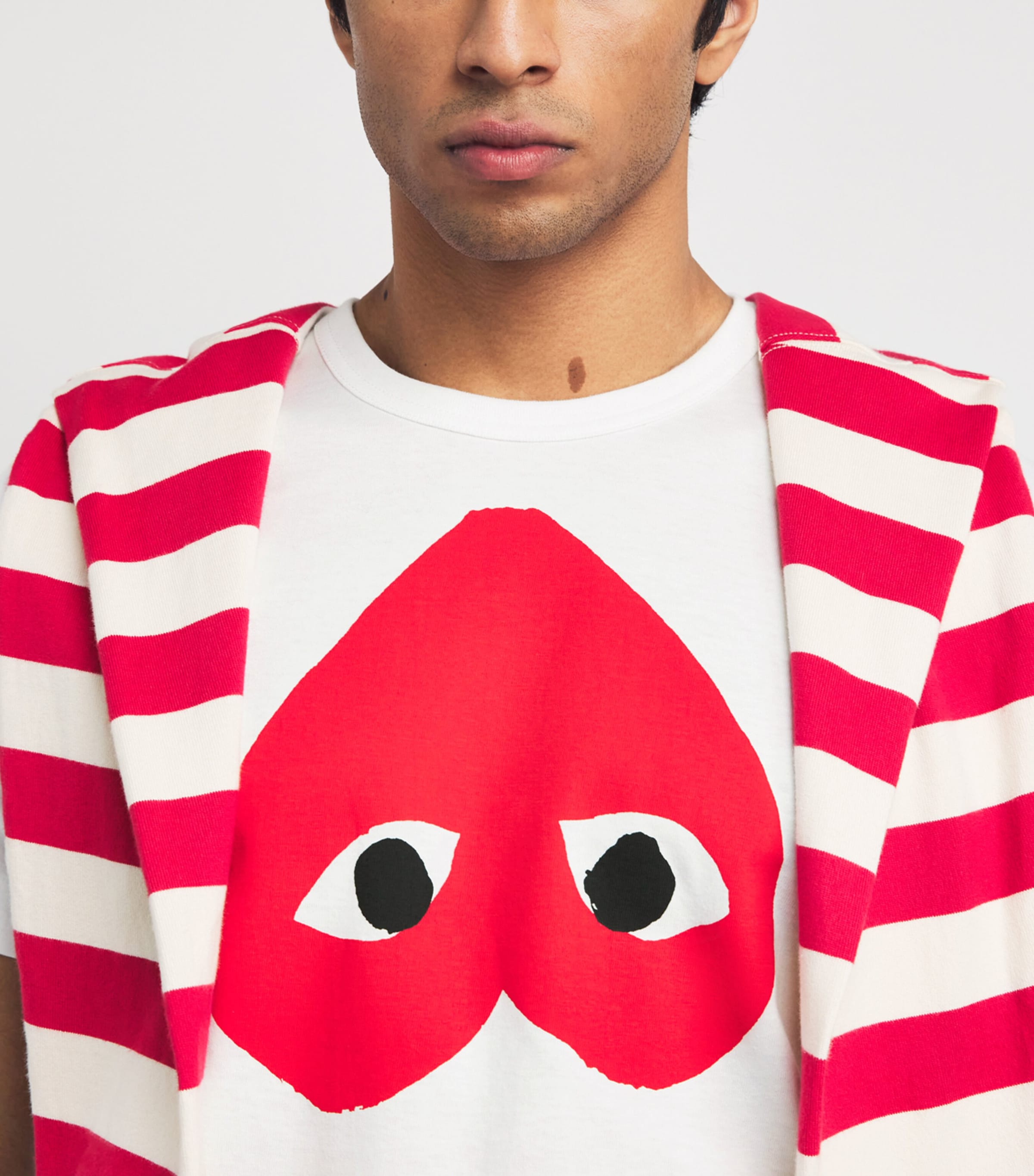 Comme Des Garçons Play White Cotton Upside Down Heart T-Shirt