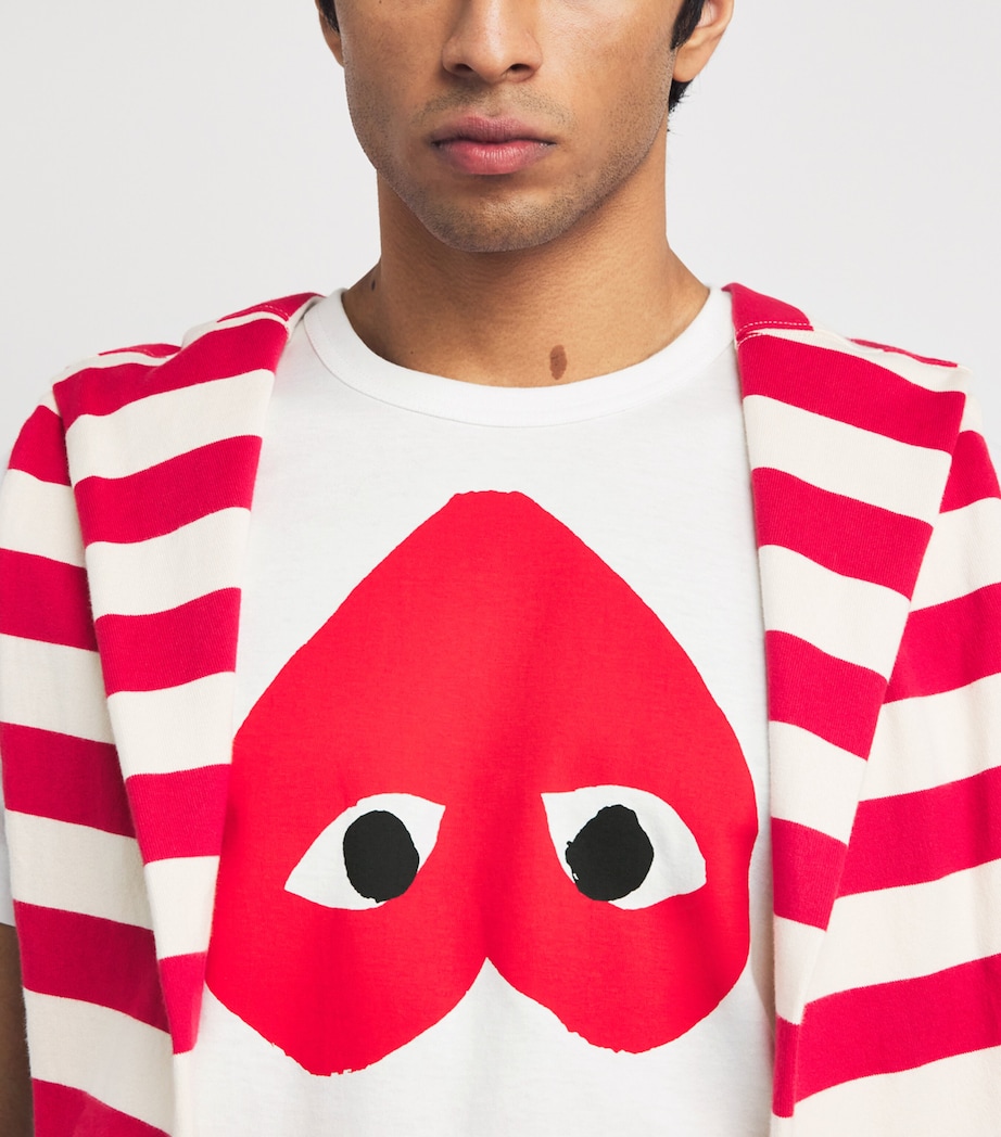 Comme Des Garçons Play Mens Cotton Upside Down Heart T-Shirt White Image 3