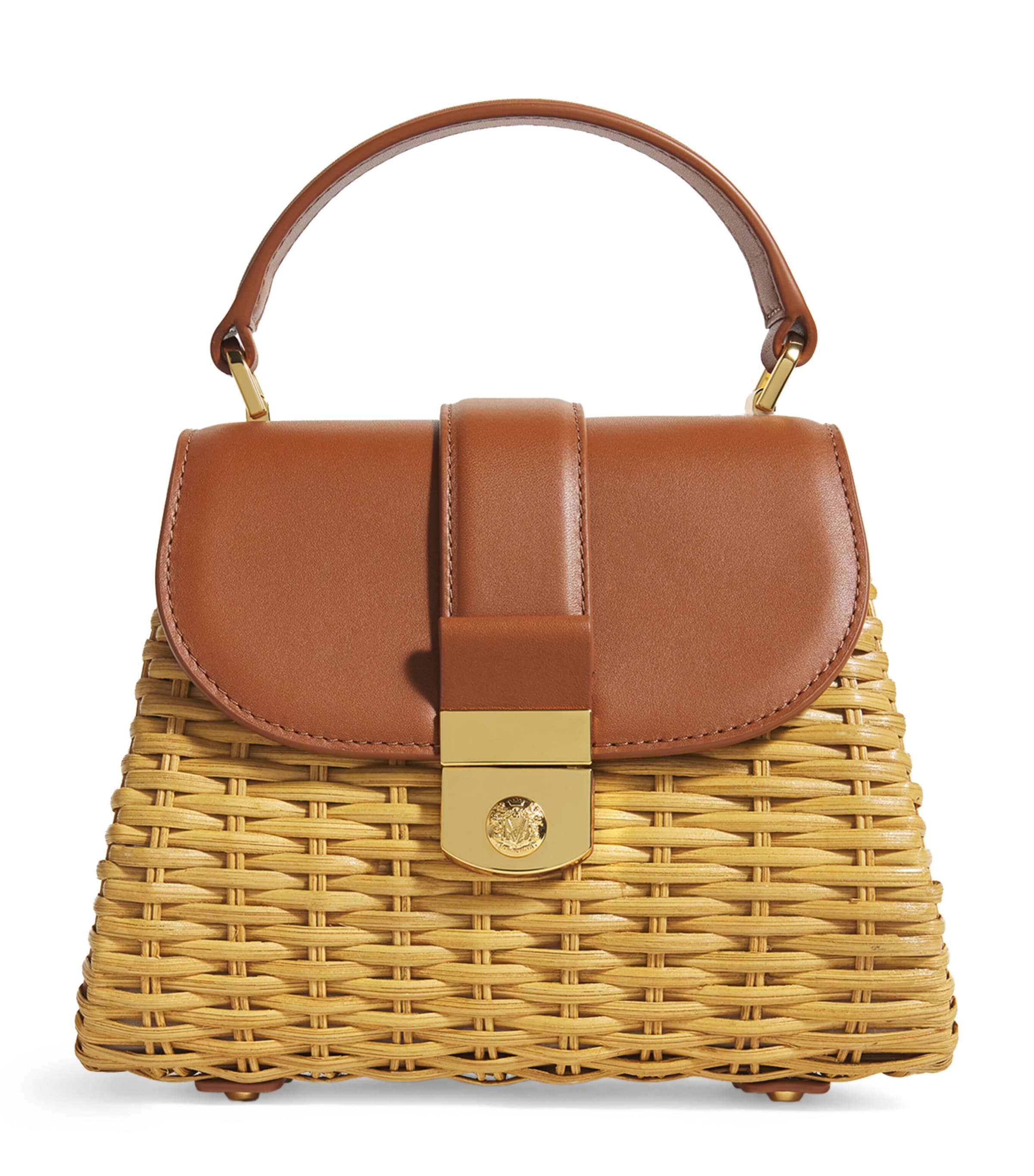 Veronica Beard Brown Small Wicker Avenue Top-Handle Bag