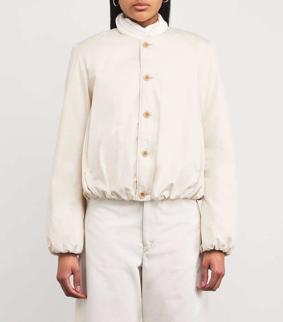 Lemaire Womens Cotton Satin Wadded Jacket Creamy White Image 3