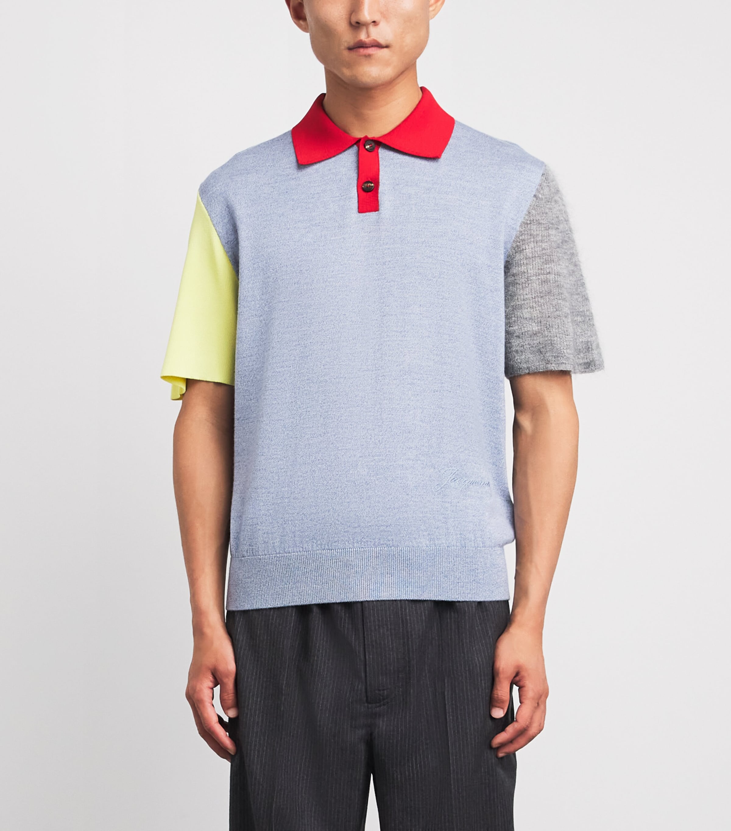 Jacquemus Mens Stretch-Wool Arlequin Polo Shirt Mlt Clr Ranbw Image 4