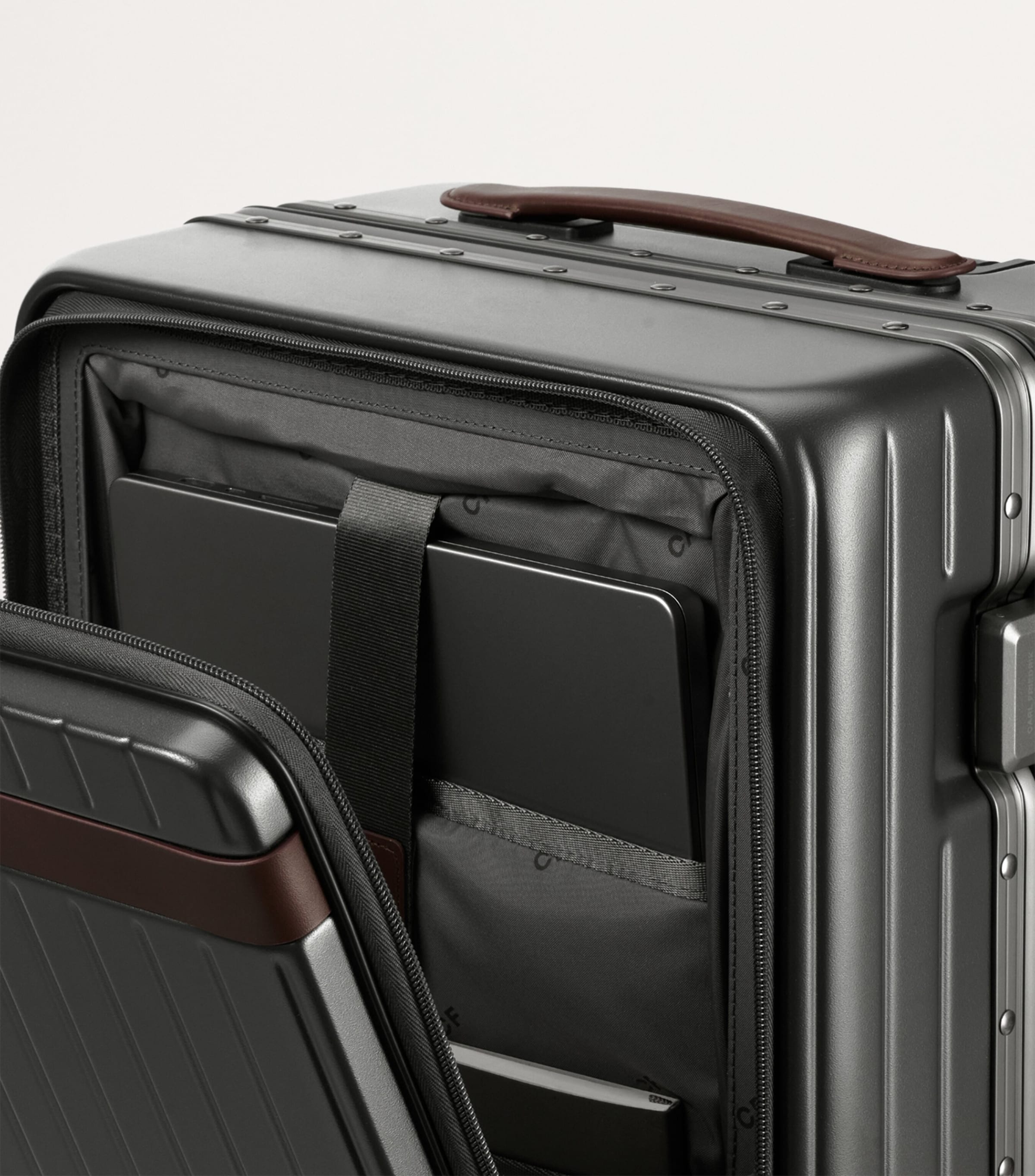 Carl Friedrik The Carry-On X Suitcase (55cm) Grey/ Chocolate Image 4
