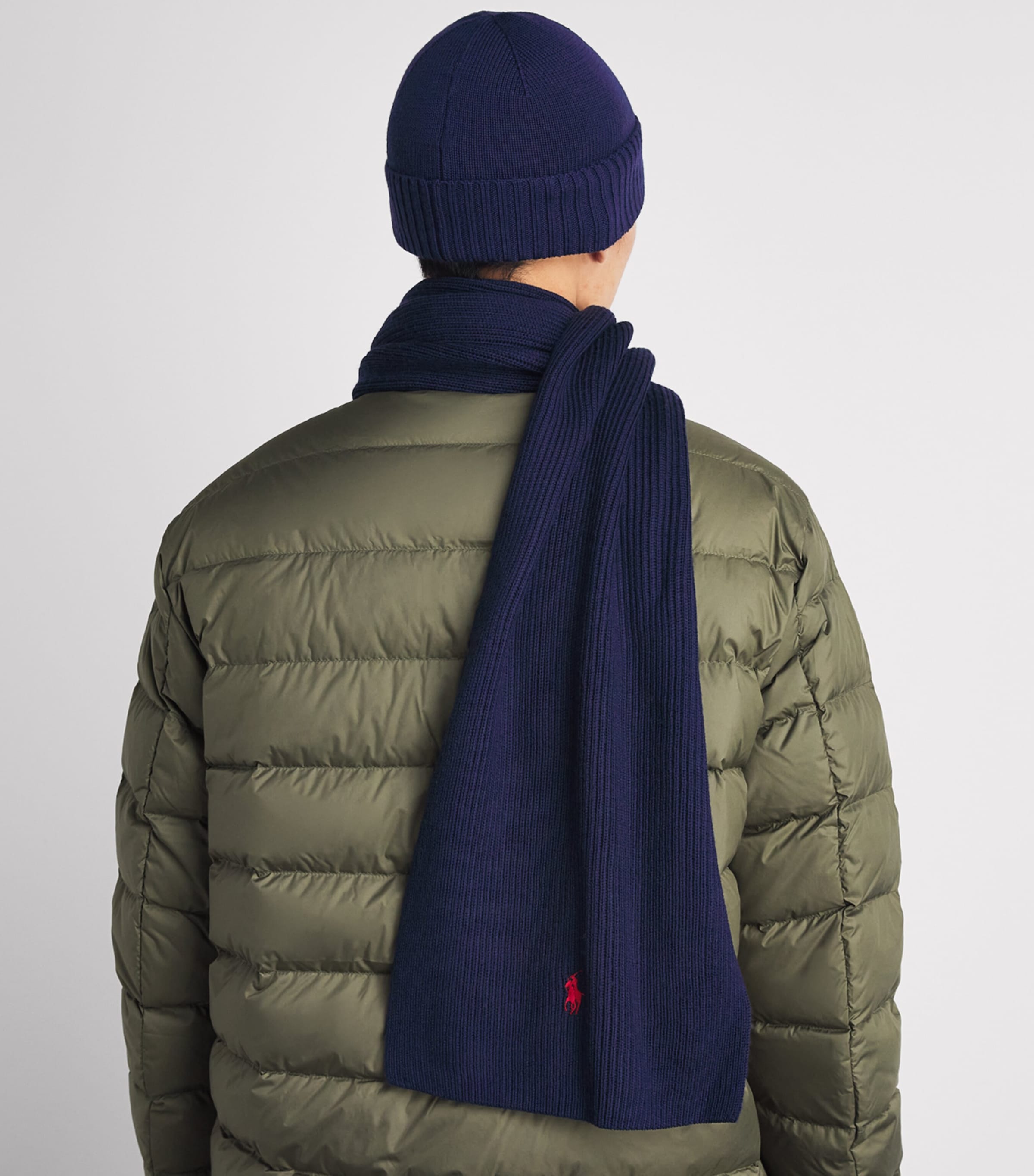 Polo Ralph Lauren Wool Polo Pony Beanie and Scarf Gift Set Hunter Navy Image 3