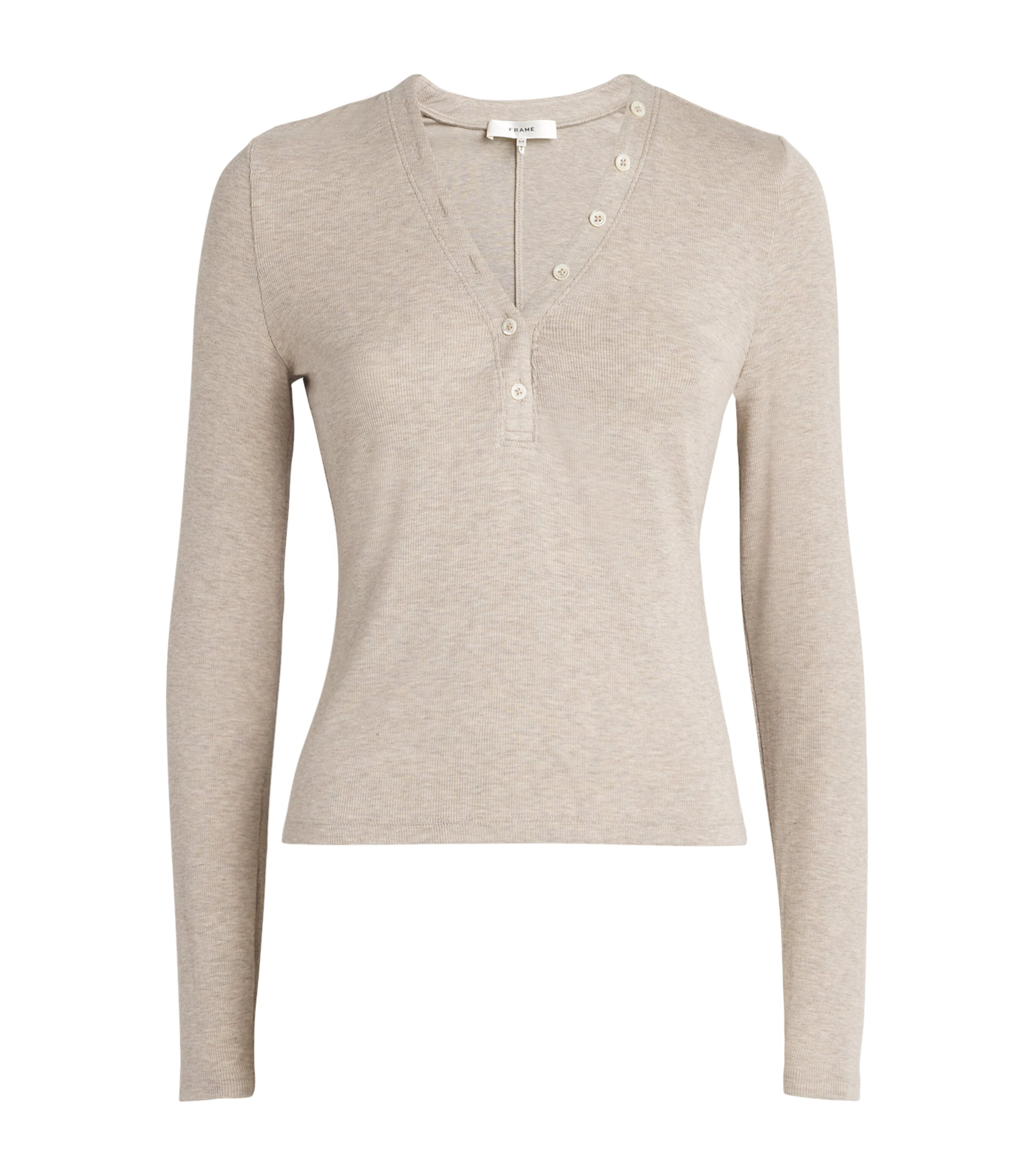 FRAME MODAL RIBBED HENLEY T-SHIRT
