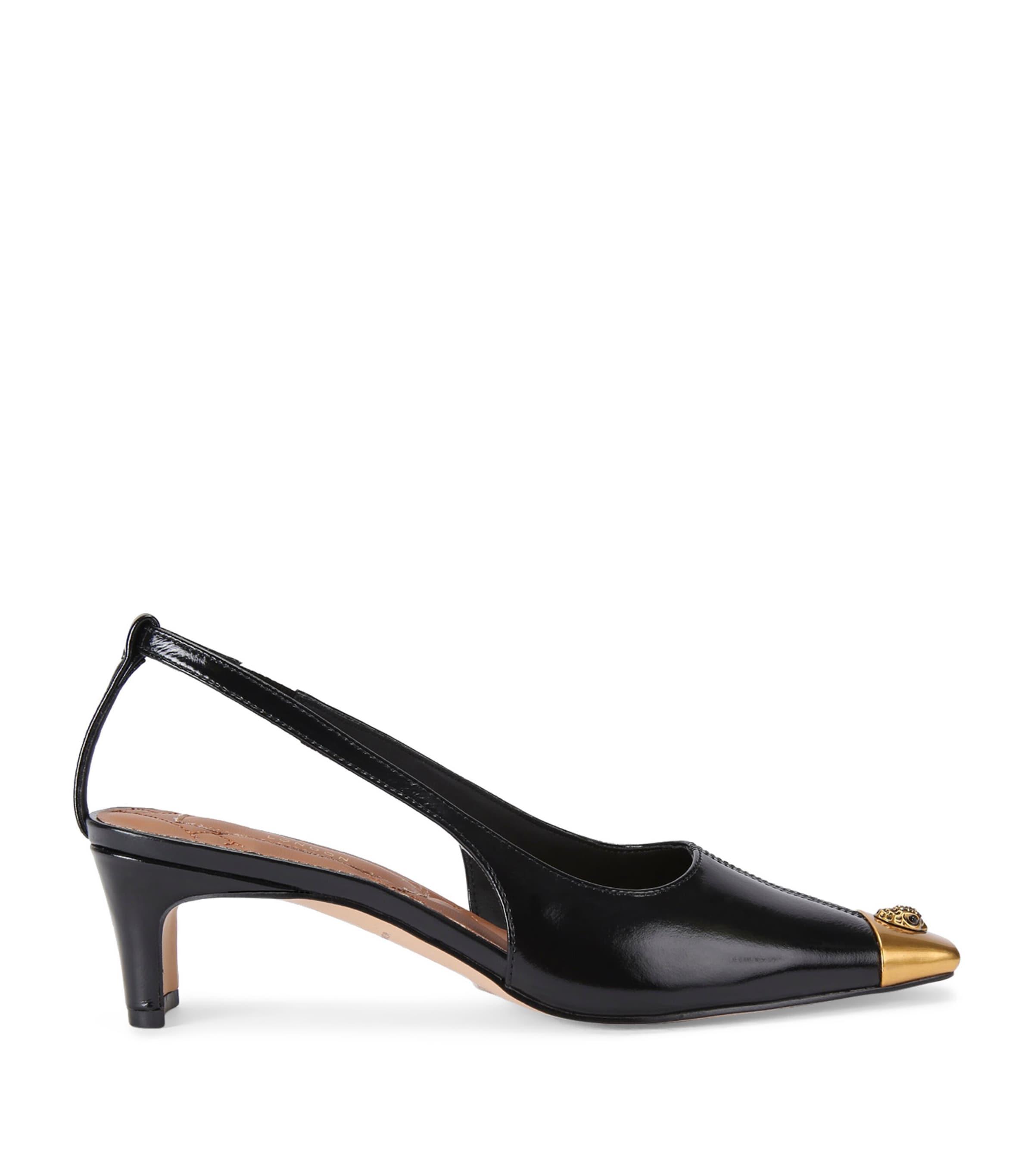 Kurt Geiger Patent Leather Regent Low Open Pumps In Black