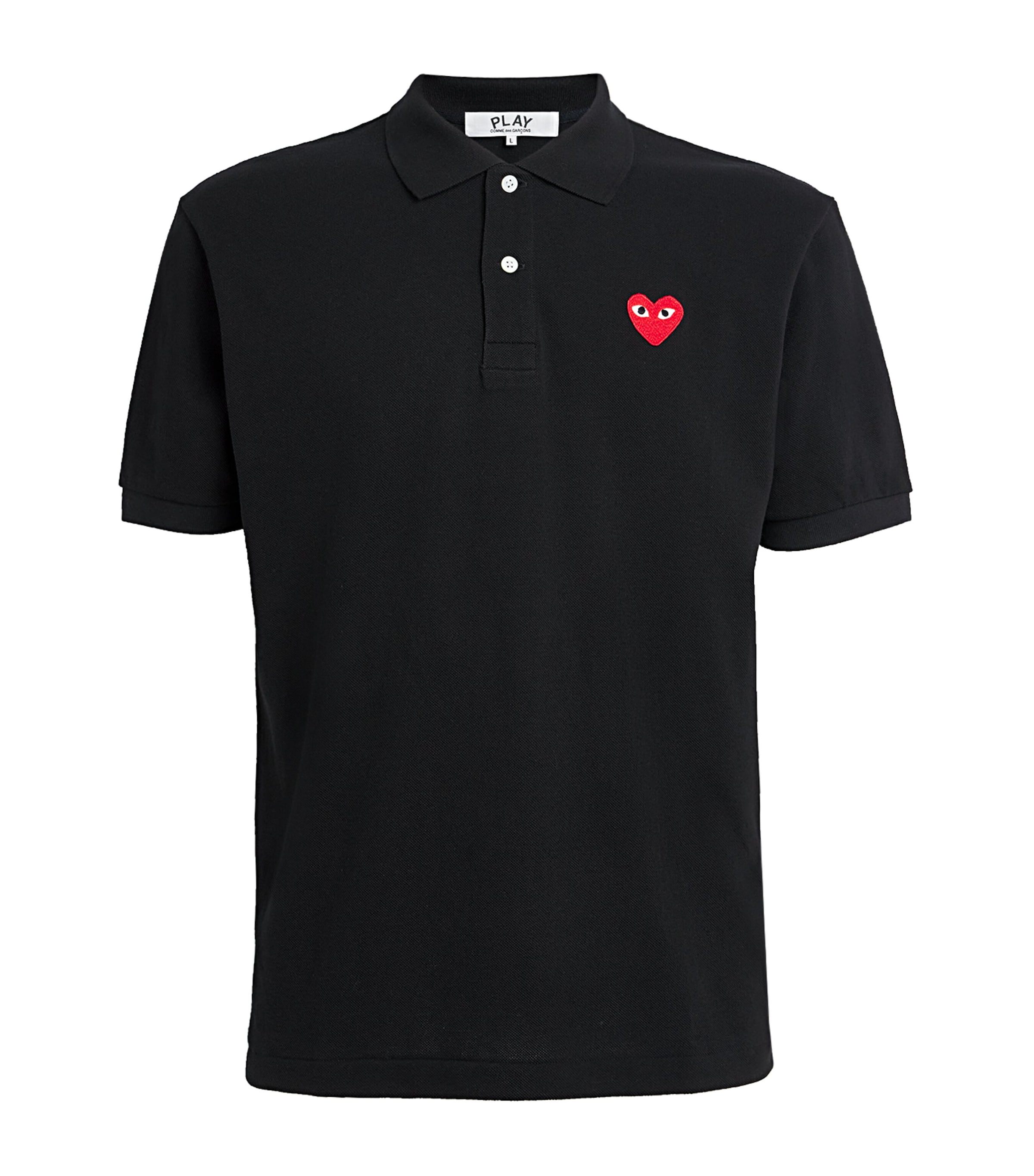 Comme Des Garçons Play Polo Shirt With Ribbed Collar And Straight Hem In Black