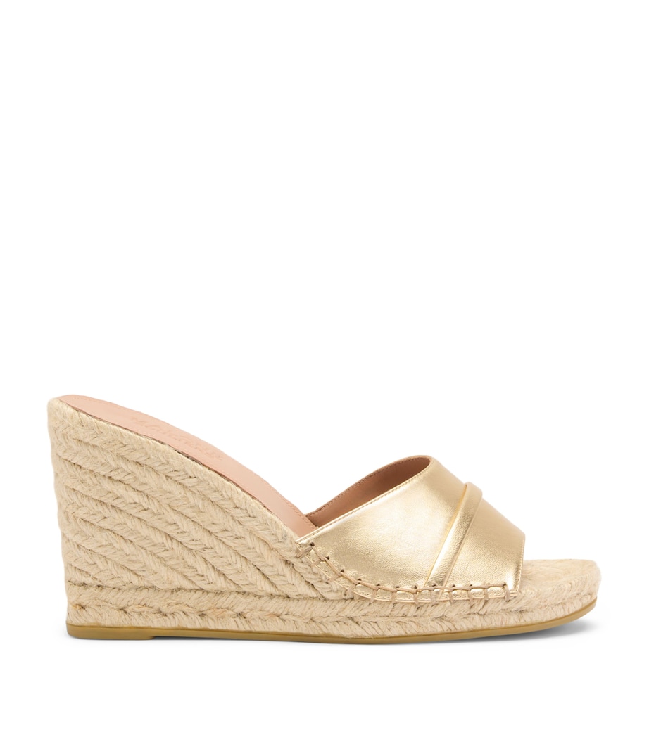 Malone Souliers Metallic Leather Soleil Wedge Espadrilles 85 Antique Gold Image 1