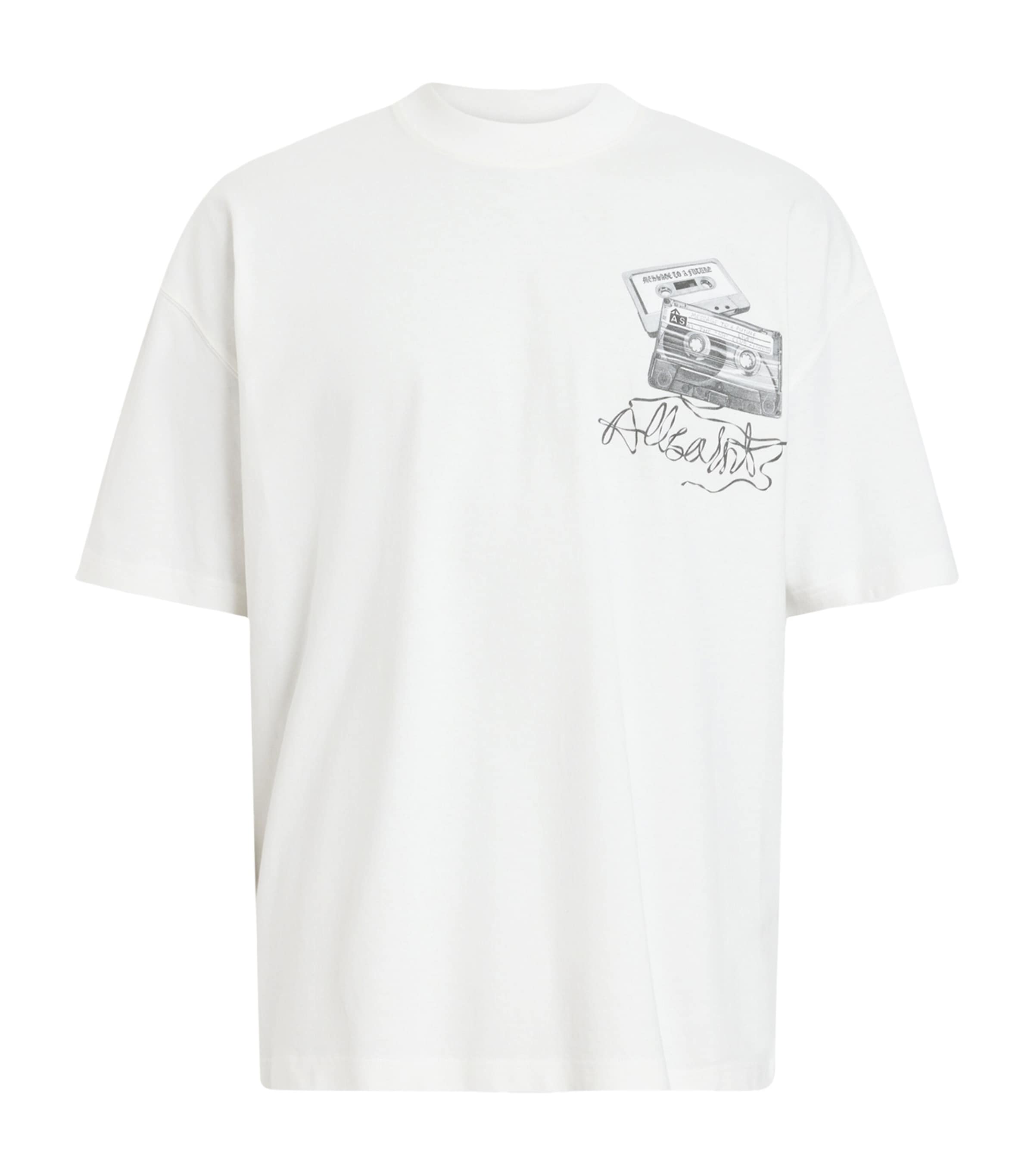 Allsaints Mens Chalk White Reel Graphic-print Short-sleeve Cotton T-shirt Xs In White