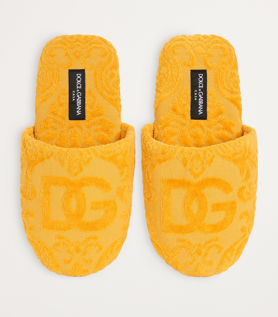Dolce&Gabbana Casa Terry Cotton DG Slippers Oro Image 3
