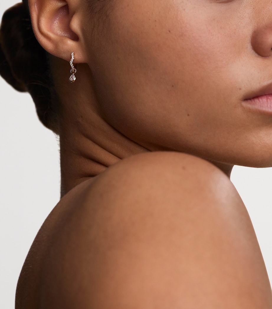 Astrid & Miyu Gold-Plated Sterling Silver and Cubic Zirconia Ripple Pear Huggie Earrings Gold Image 2