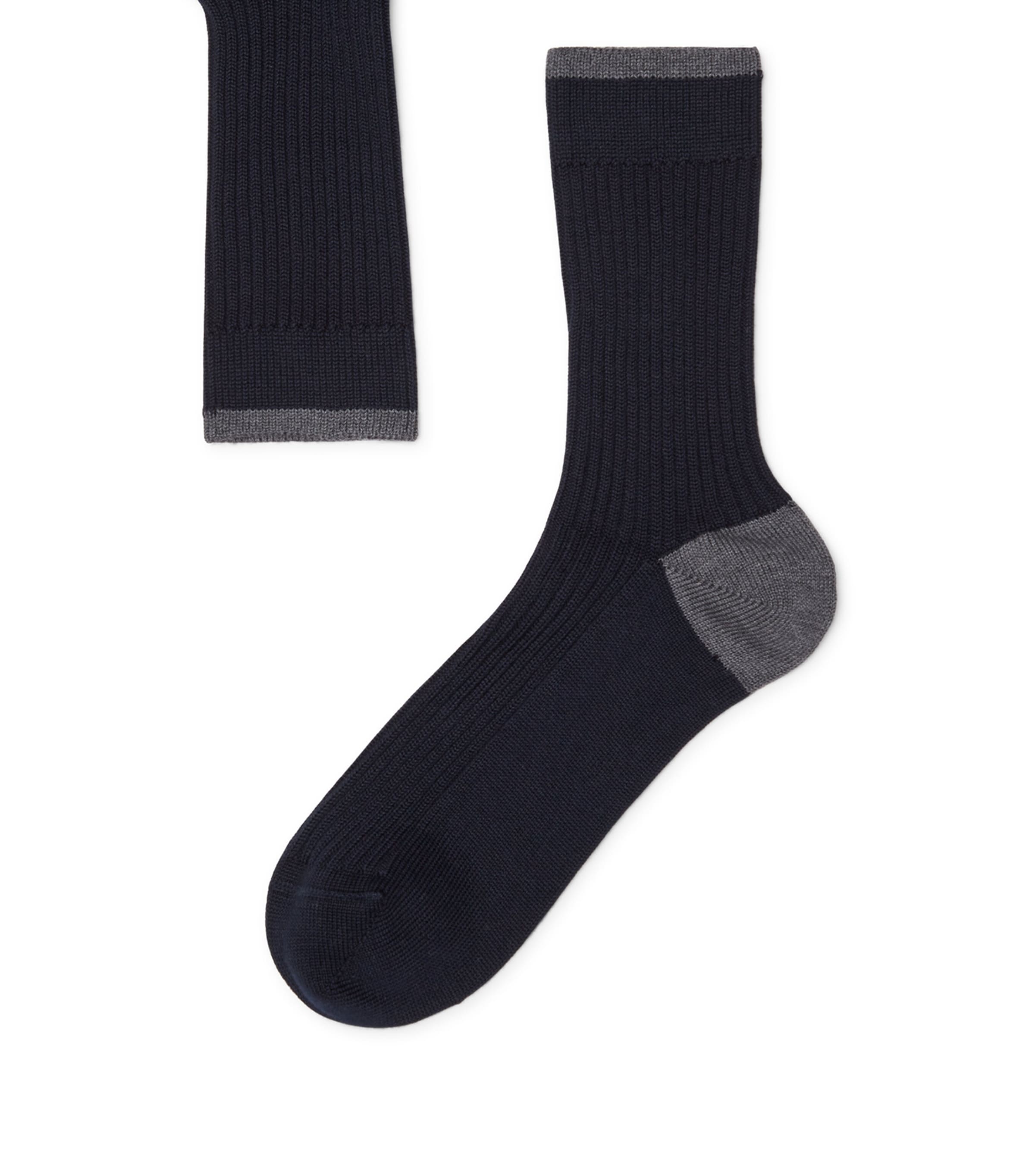 Brunello Cucinelli Cotton Ribbed Mid-calf Socks In Black