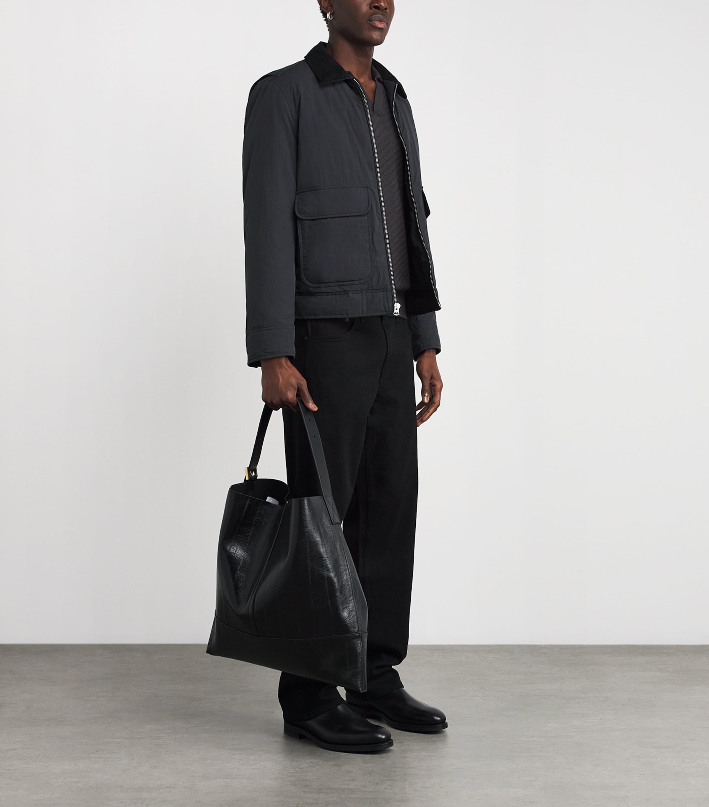 Wool Johnny Collar Polo Shirt WSHBK Image 2